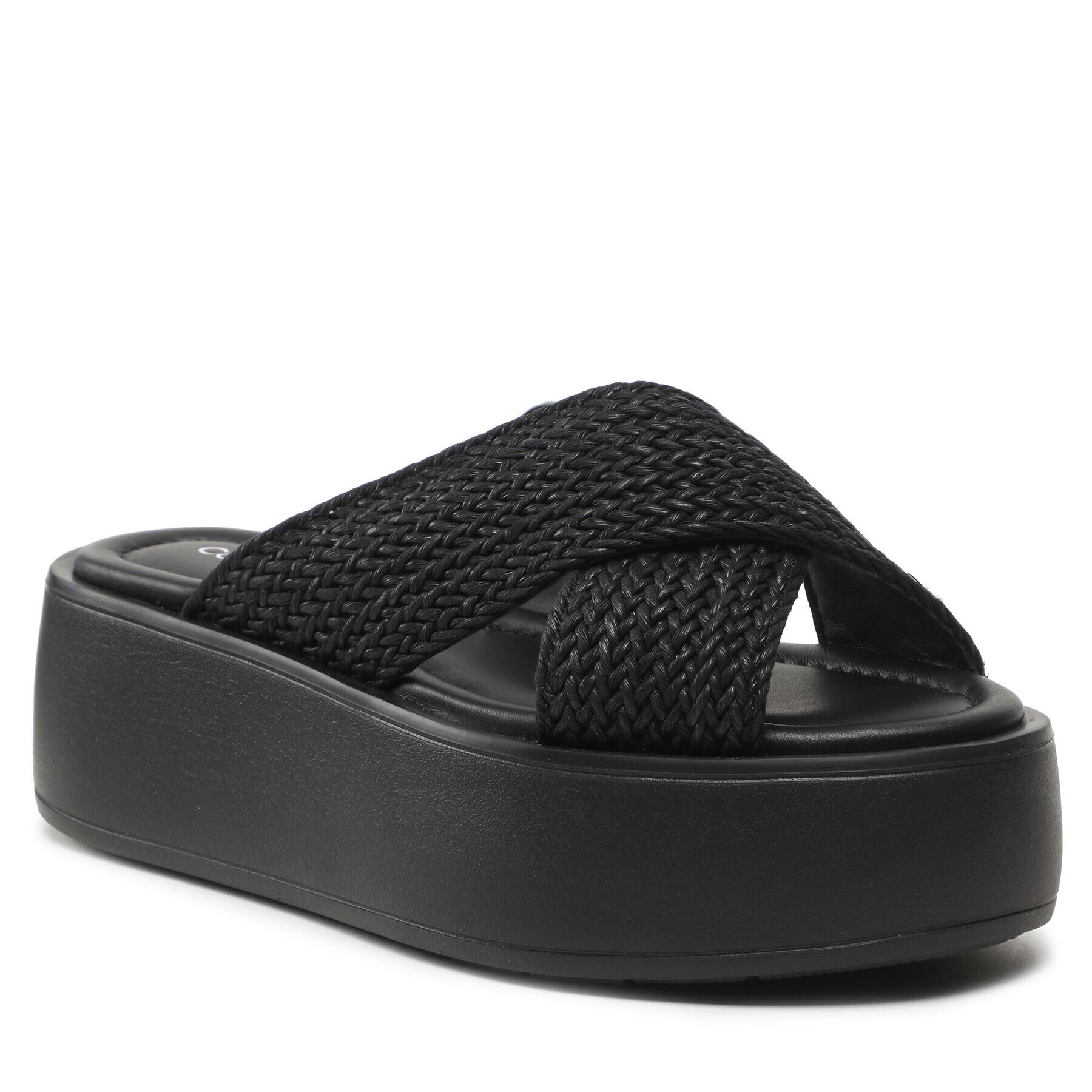 Calvin Klein Șlapi Bubble Slide - Woven HW0HW01468 Negru - Pled.ro