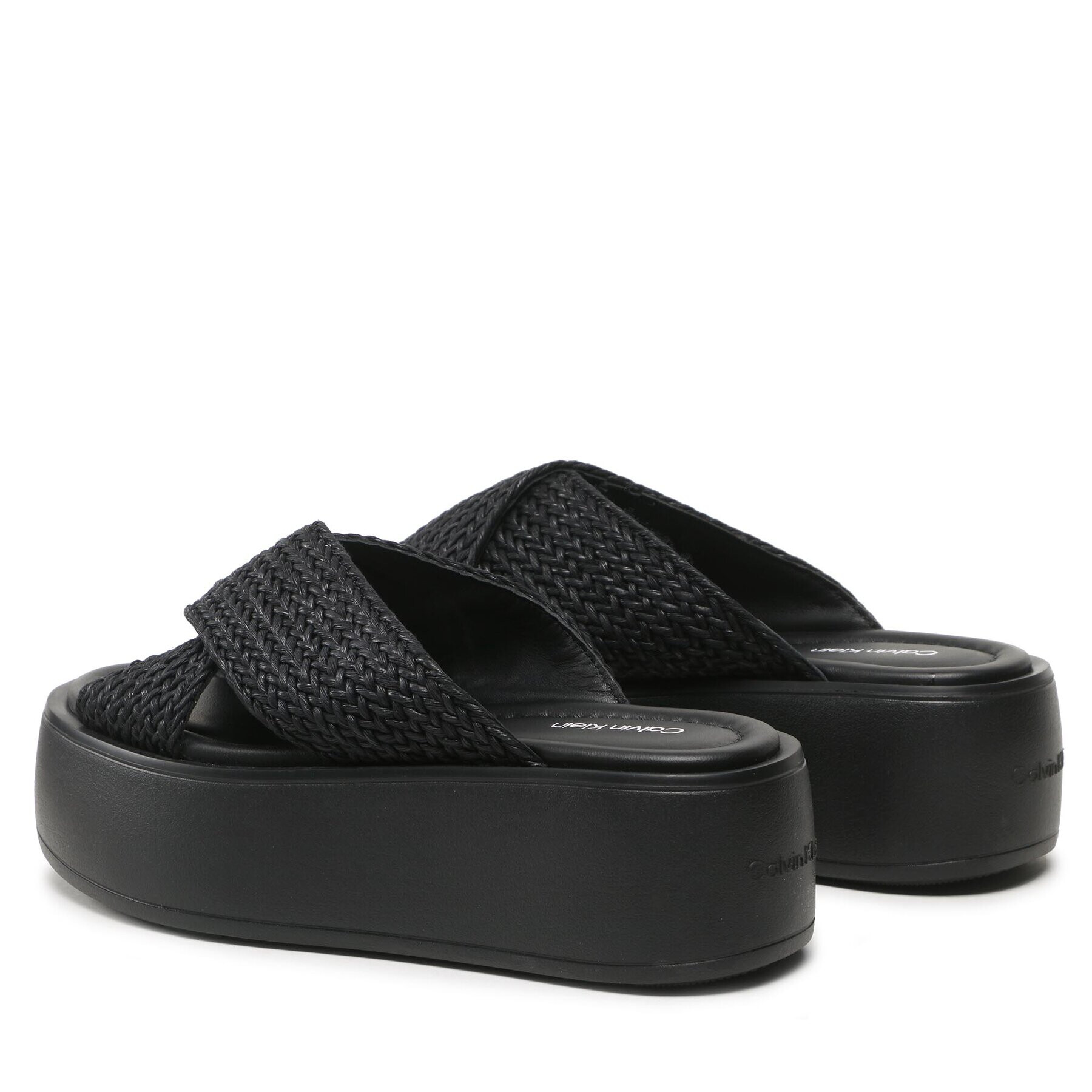 Calvin Klein Șlapi Bubble Slide - Woven HW0HW01468 Negru - Pled.ro