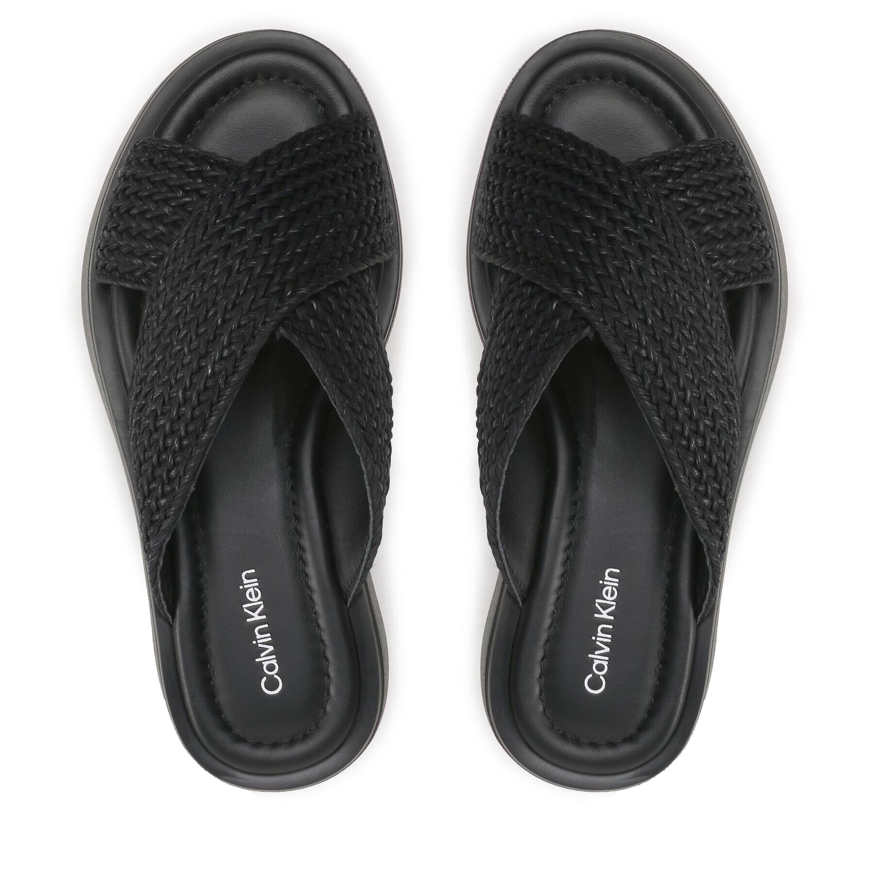 Calvin Klein Șlapi Bubble Slide - Woven HW0HW01468 Negru - Pled.ro