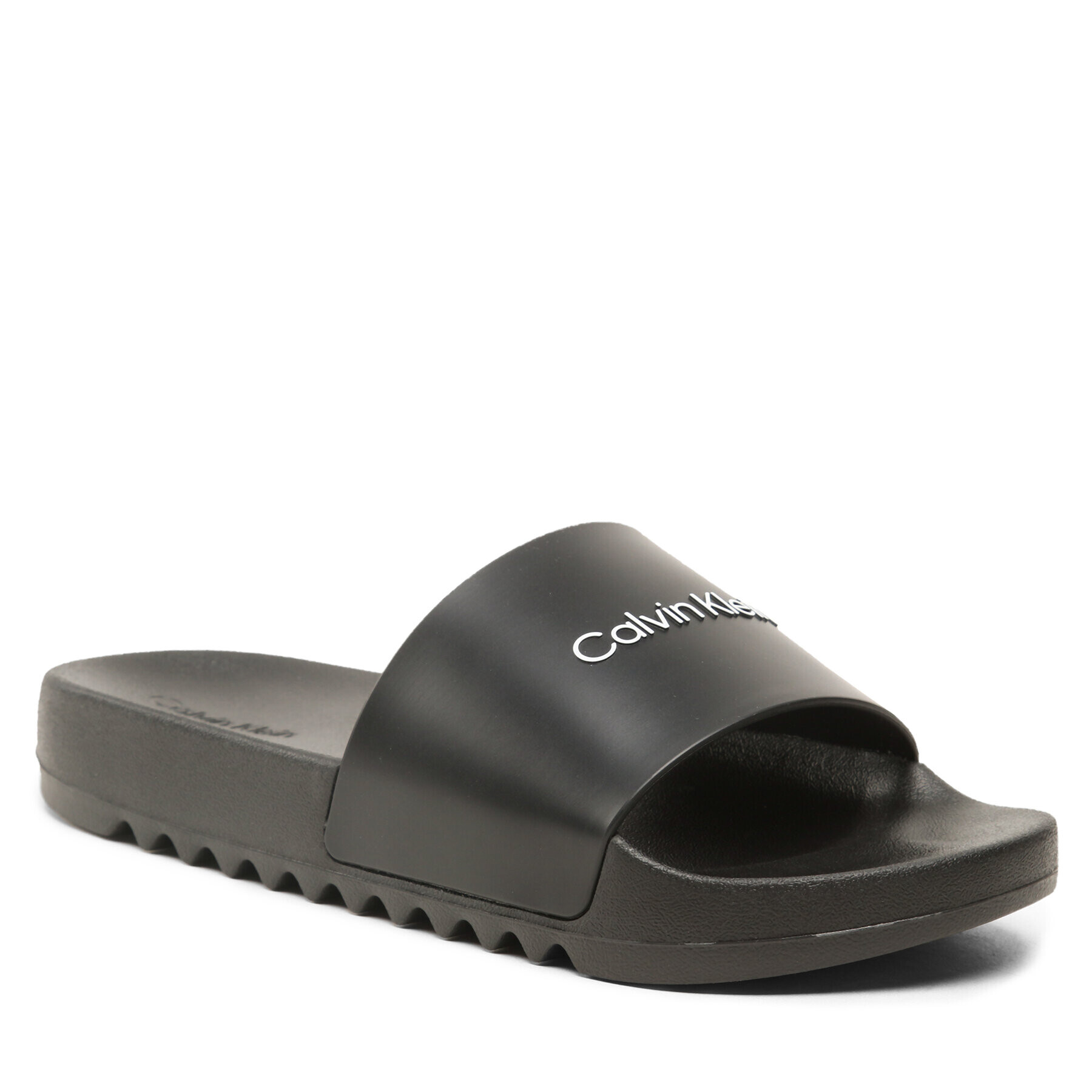 Calvin Klein Șlapi Chuncky Pool Slide Rub HM0HM01063 Negru - Pled.ro