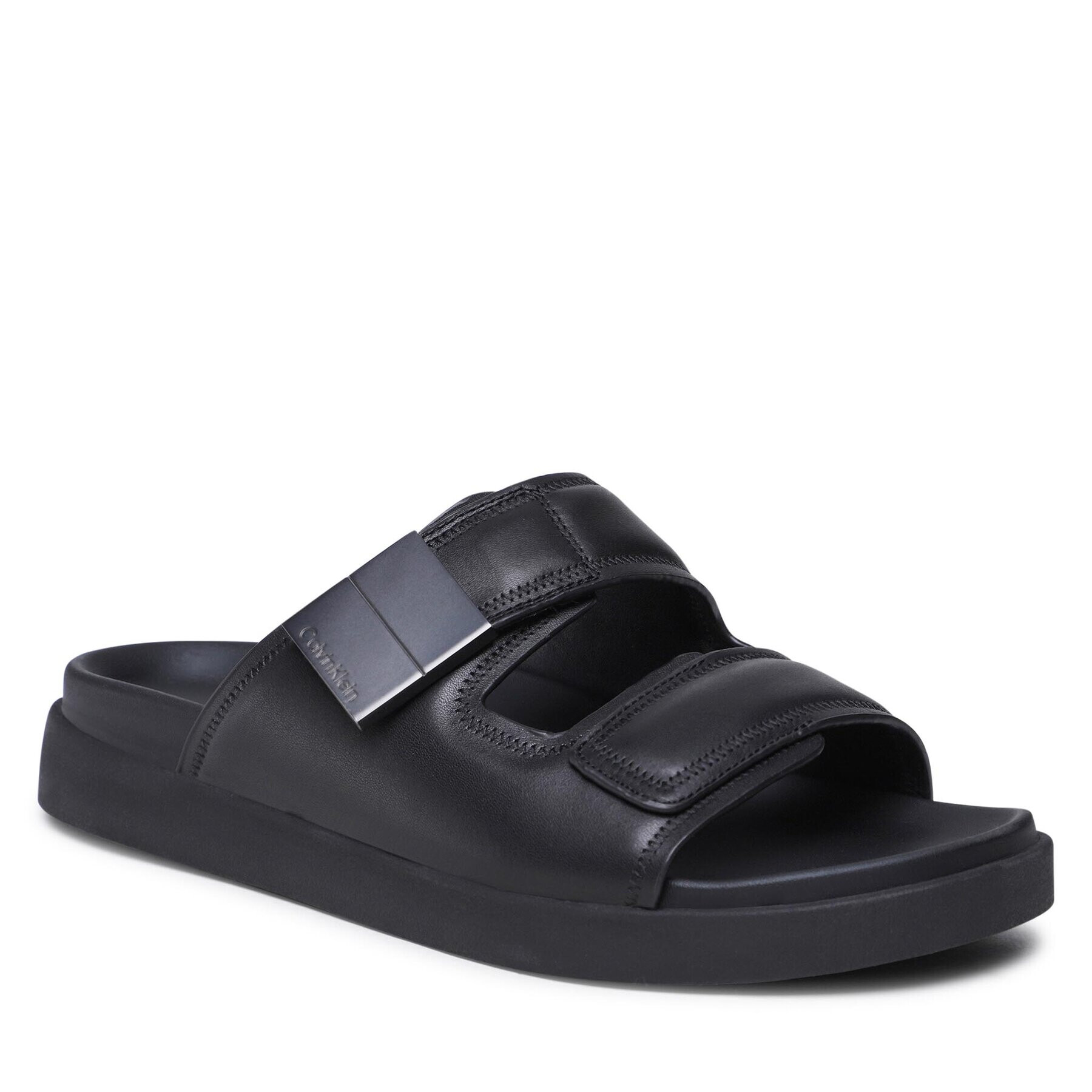 Calvin Klein Șlapi Double Strap Sandal HM0HM00945 Negru - Pled.ro