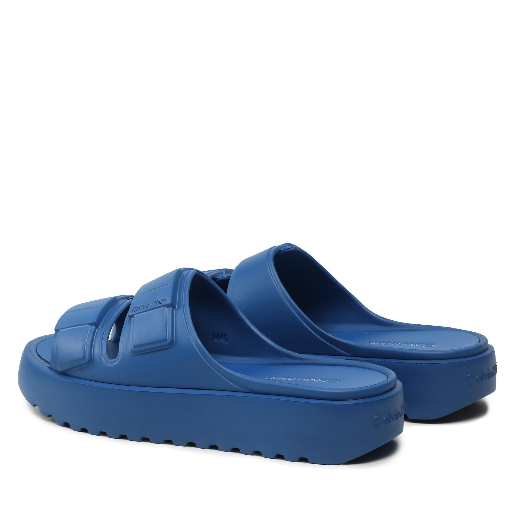 Calvin Klein Șlapi Double Strap Slipper HM0HM00967 Albastru - Pled.ro