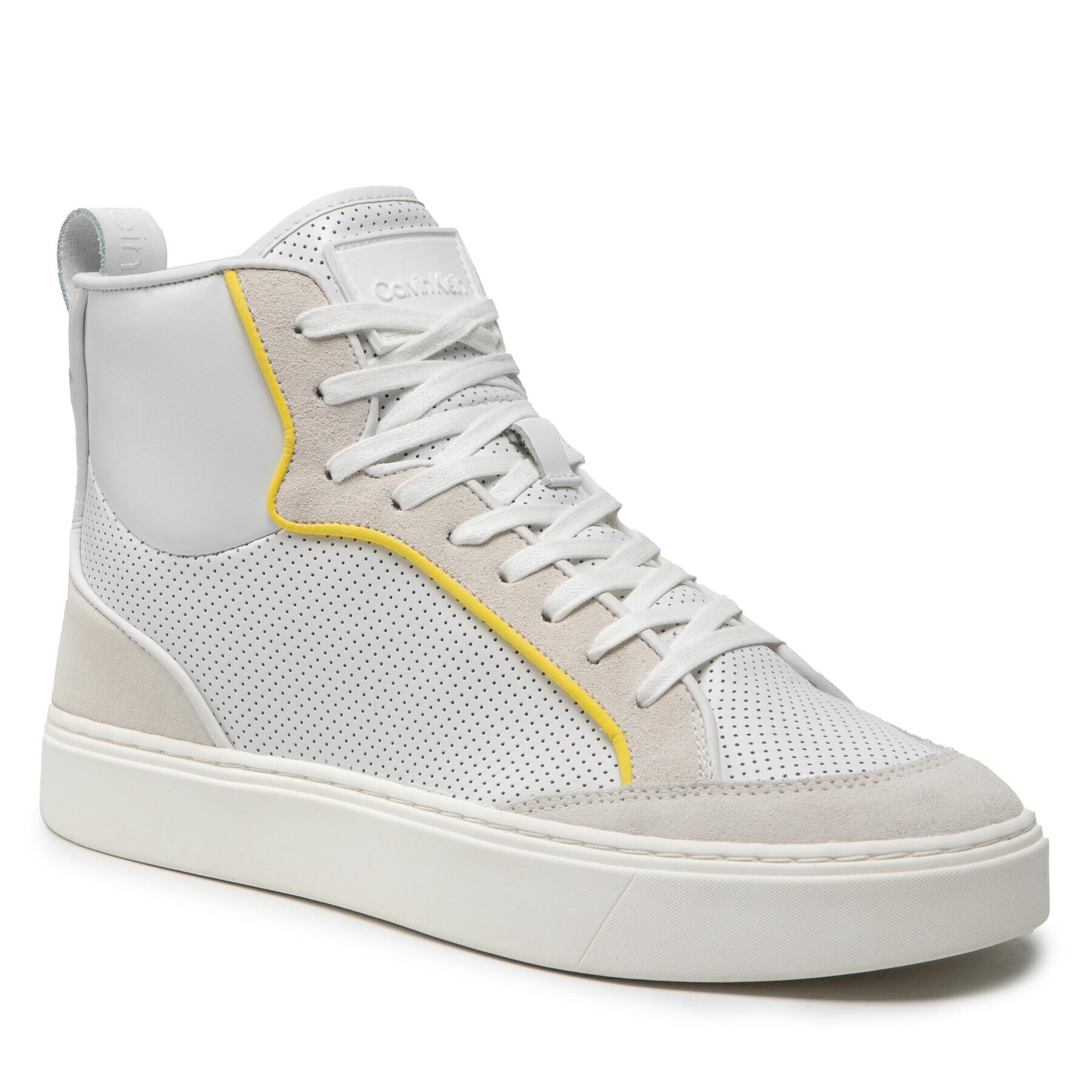 Calvin Klein Sneakers High Top Lace Up Perf HM0HM00338 Alb - Pled.ro