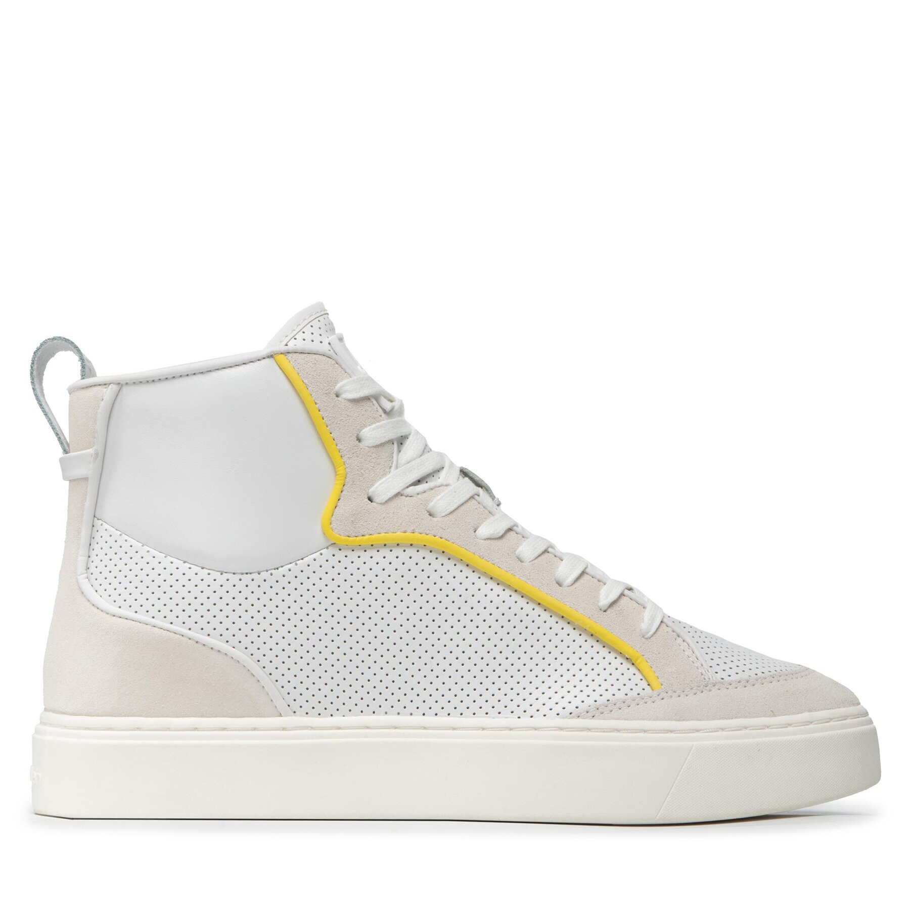 Calvin Klein Sneakers High Top Lace Up Perf HM0HM00338 Alb - Pled.ro