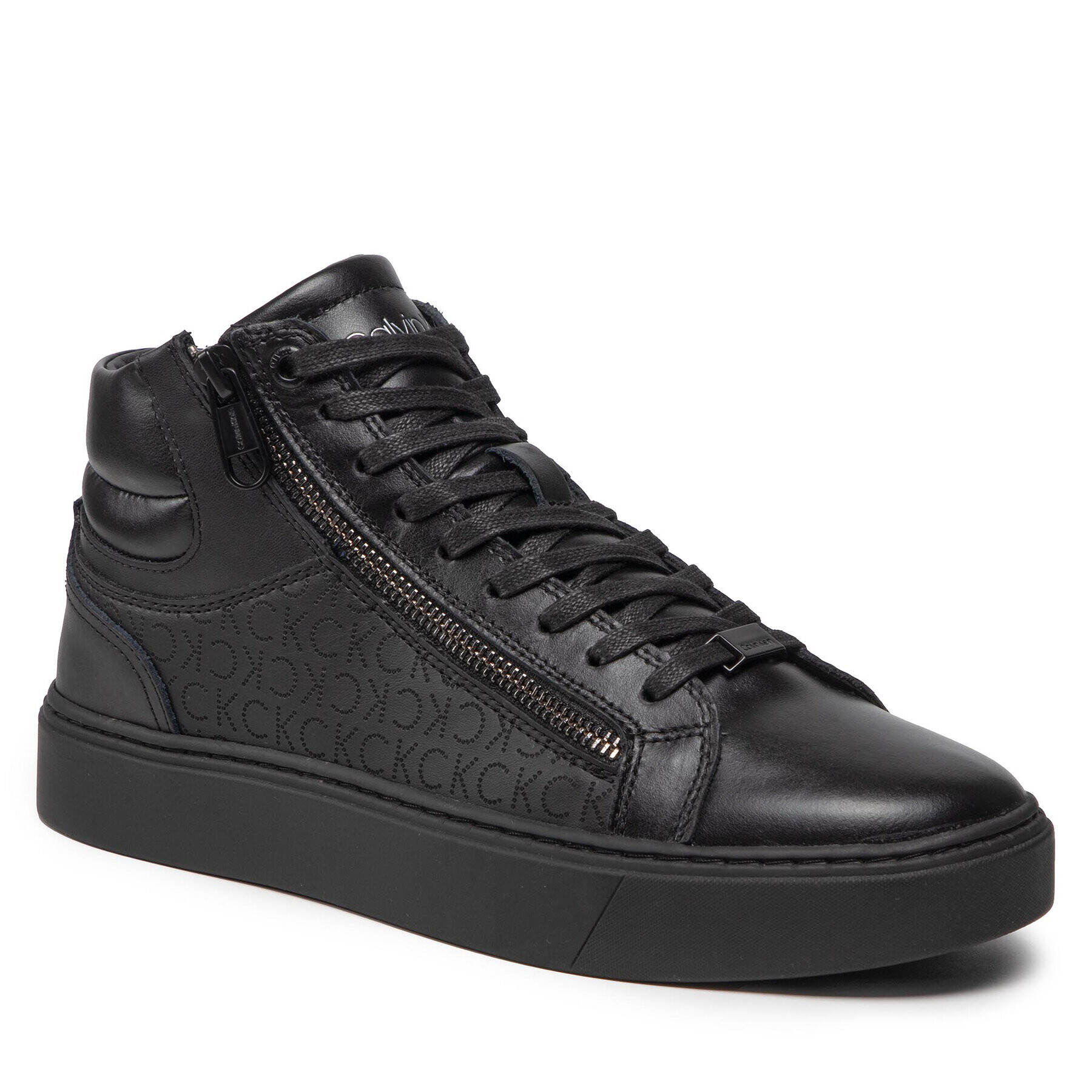 Calvin Klein Sneakers High Top Lace Up W/Zip Mono HM0HM00283 Negru - Pled.ro