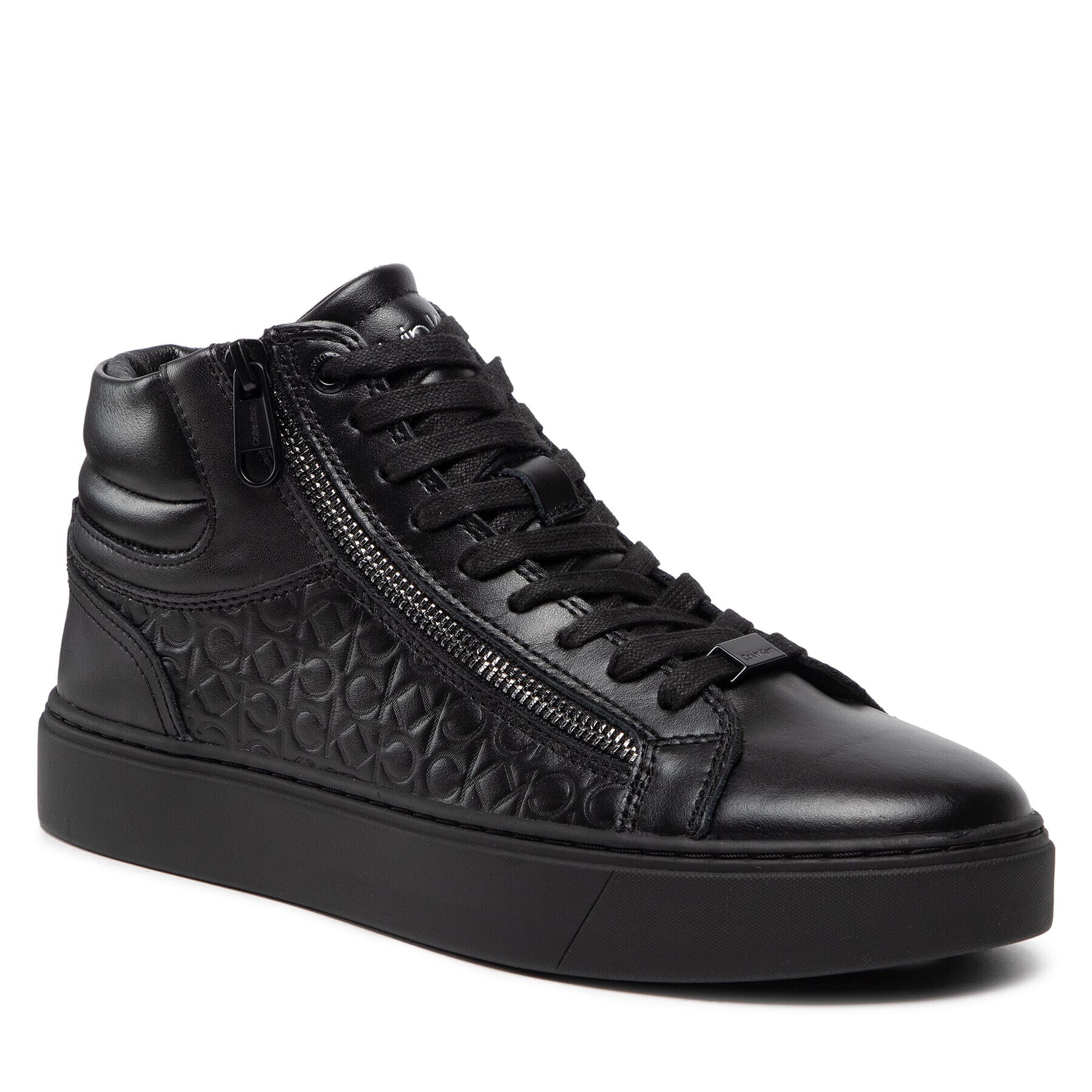 Calvin Klein Sneakers High Top Lace Up W/Zip Mono HM0HM00283 Negru - Pled.ro