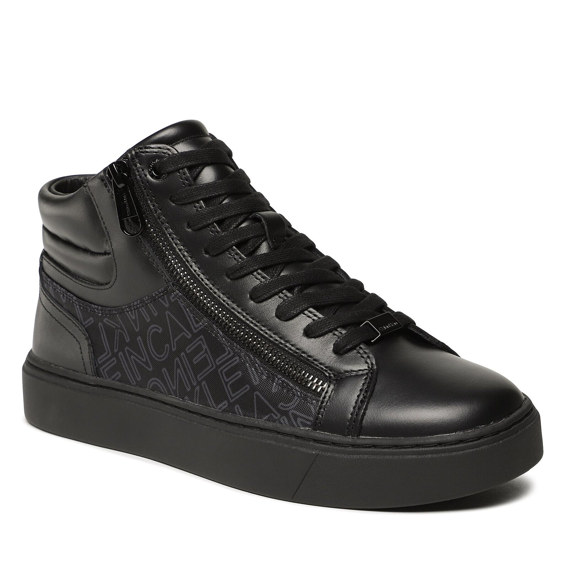 Calvin Klein Sneakers High Top Lace Up W/Zip Mono HM0HM01046 Negru - Pled.ro