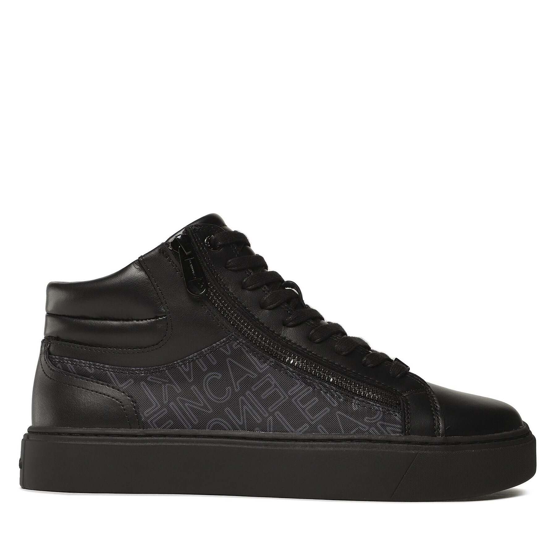 Calvin Klein Sneakers High Top Lace Up W/Zip Mono HM0HM01046 Negru - Pled.ro