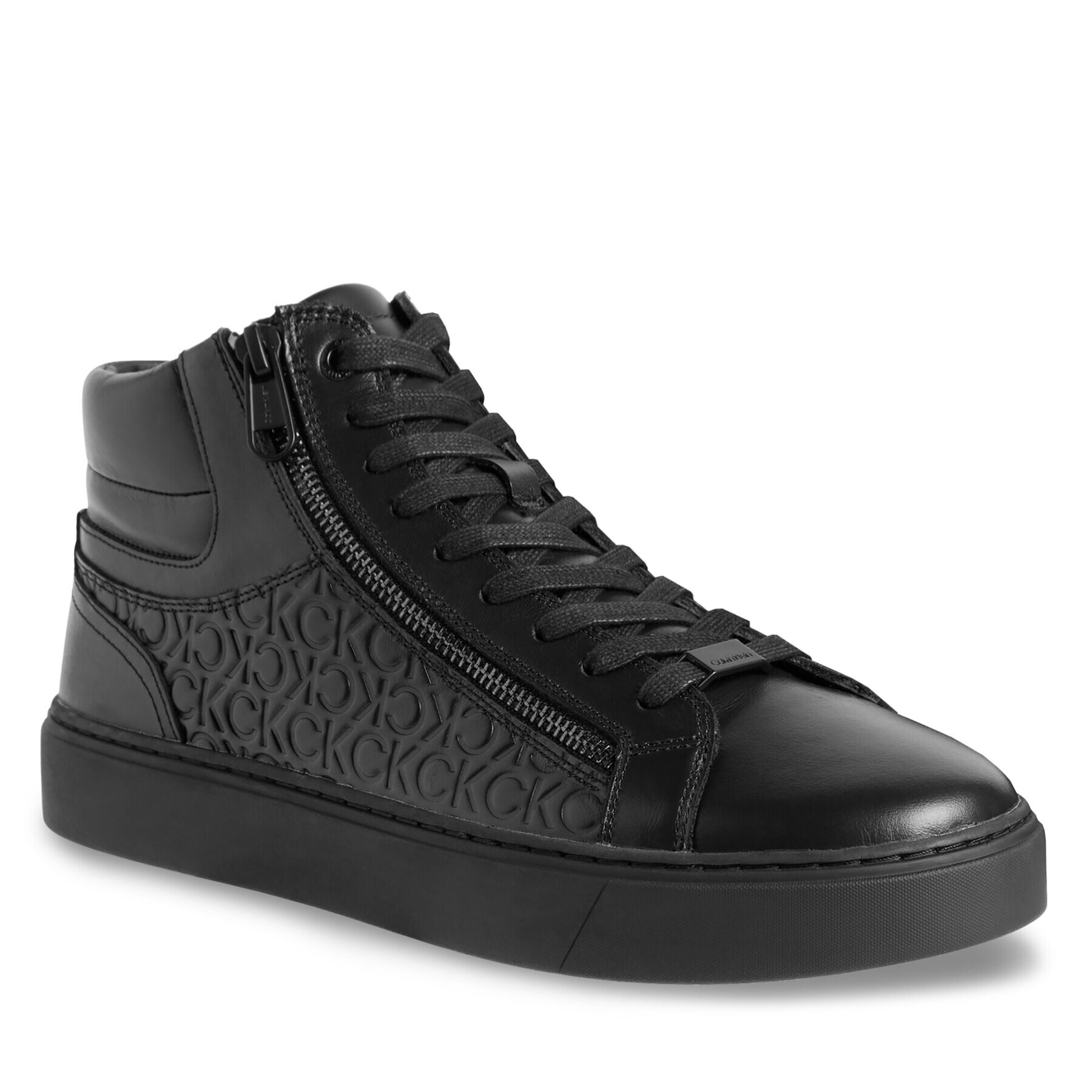 Calvin Klein Sneakers High Top Lace Up W/Zip Mono HM0HM01180 Negru - Pled.ro