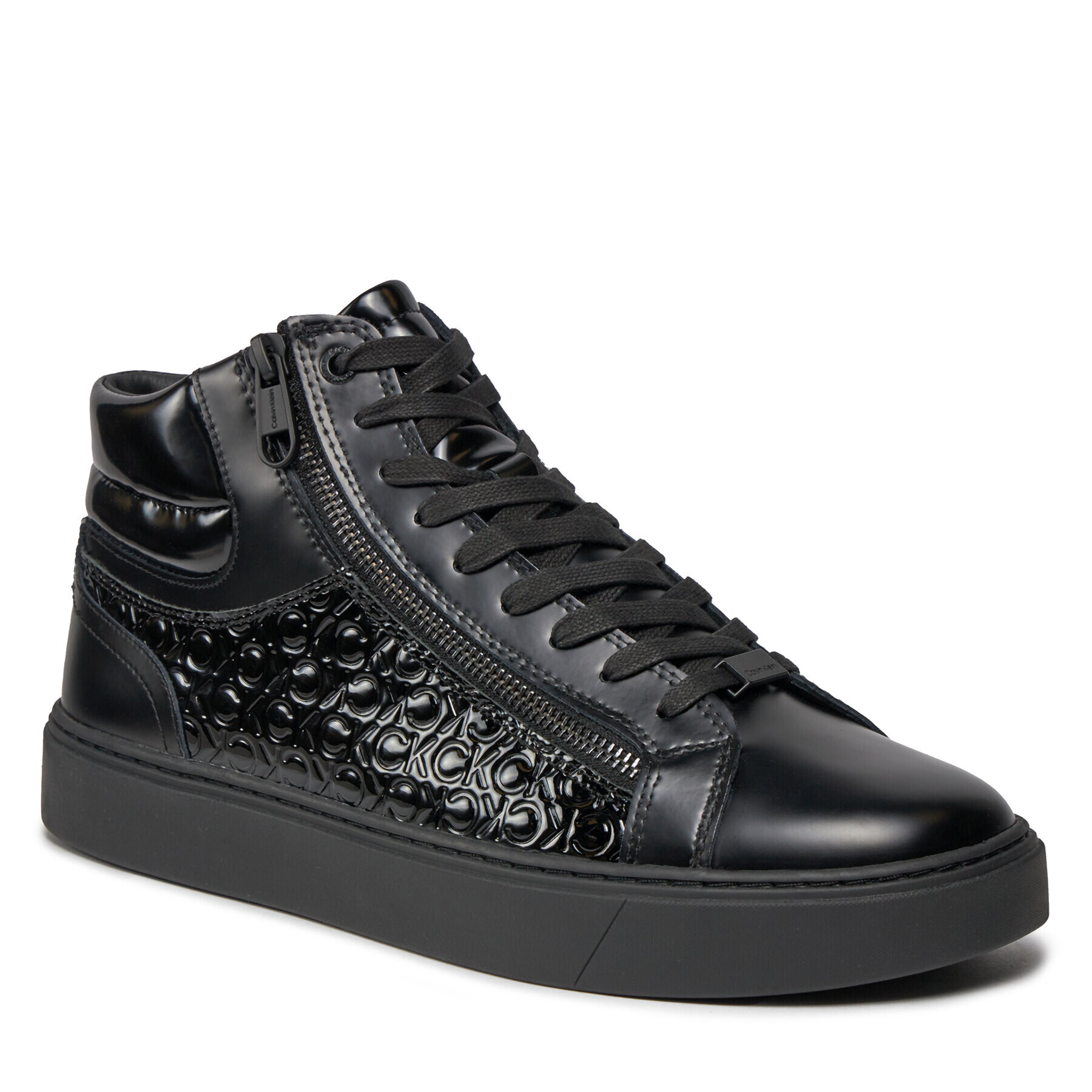 Calvin Klein Sneakers High Top Lace Up W/Zip Mono HM0HM01276 Negru - Pled.ro