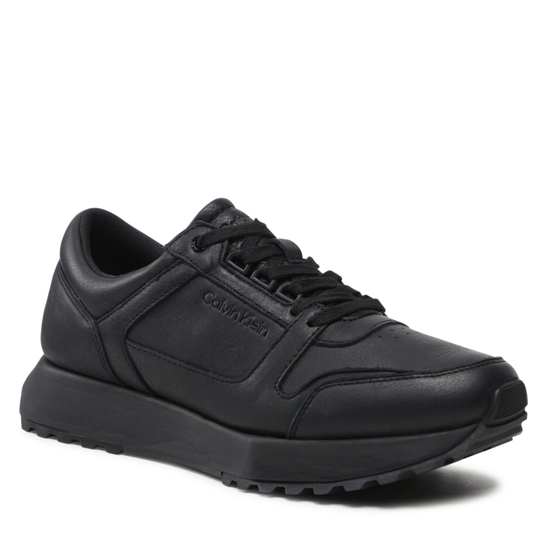 Calvin Klein Sneakers Low Top Lace Up Lth HM0HM00747 Negru - Pled.ro