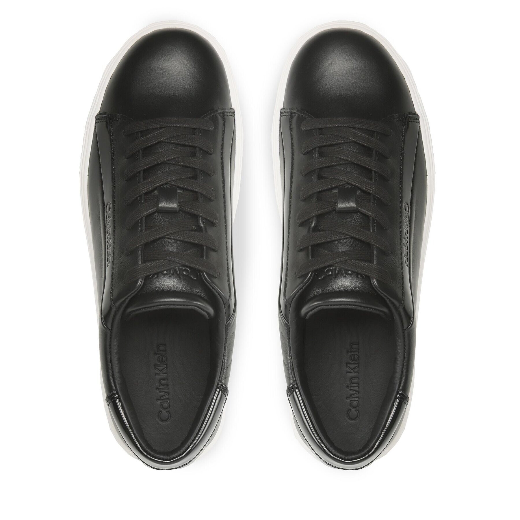 Calvin Klein Sneakers Low Top Lace Up Lth HM0HM00861 Negru - Pled.ro