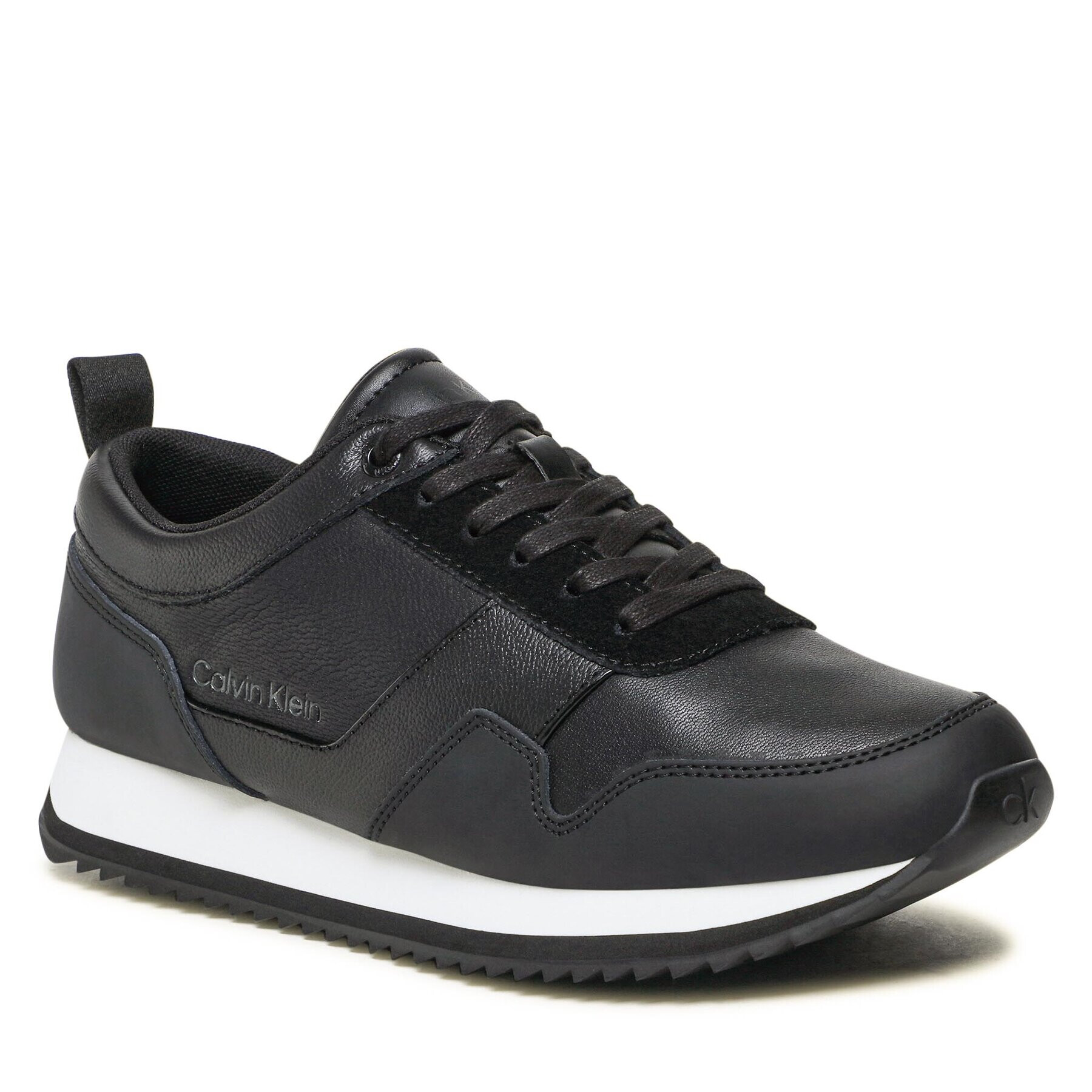 Calvin Klein Sneakers Low Top Lace Up Lth HM0HM00998 Negru - Pled.ro