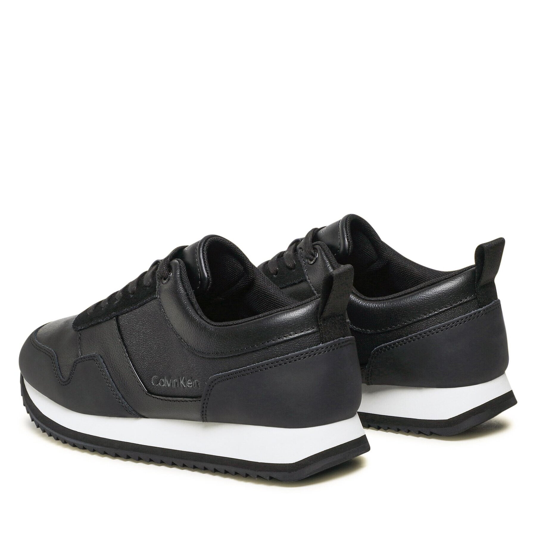 Calvin Klein Sneakers Low Top Lace Up Lth HM0HM00998 Negru - Pled.ro