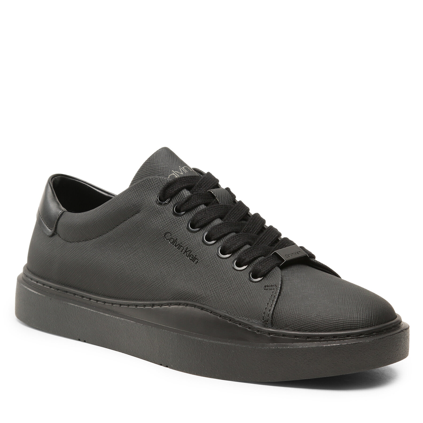 Calvin Klein Sneakers Low Top Lace Up Lth HM0HM01051 Negru - Pled.ro