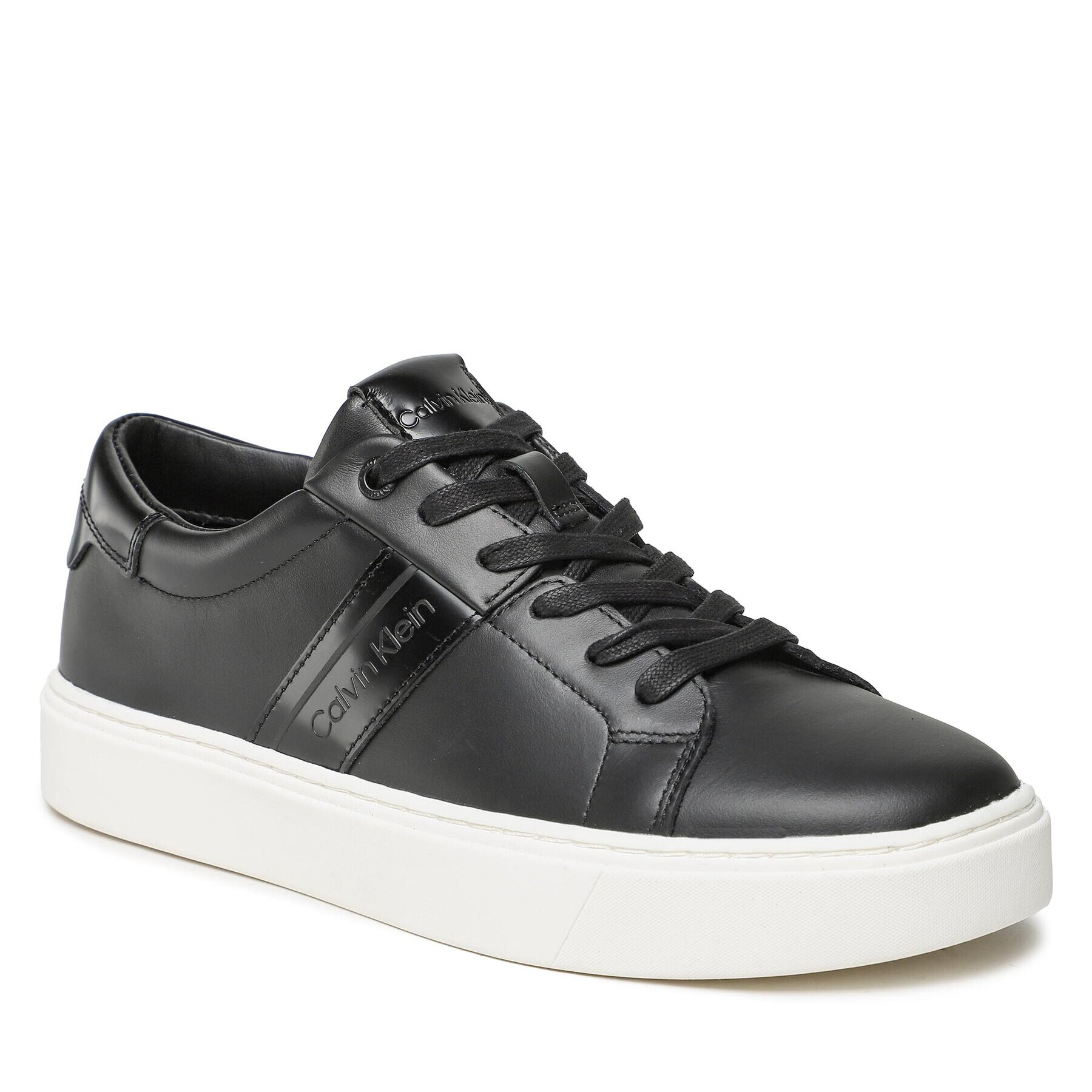 Calvin Klein Sneakers Low Top Lace Up Lth HM0HM01055 Negru - Pled.ro