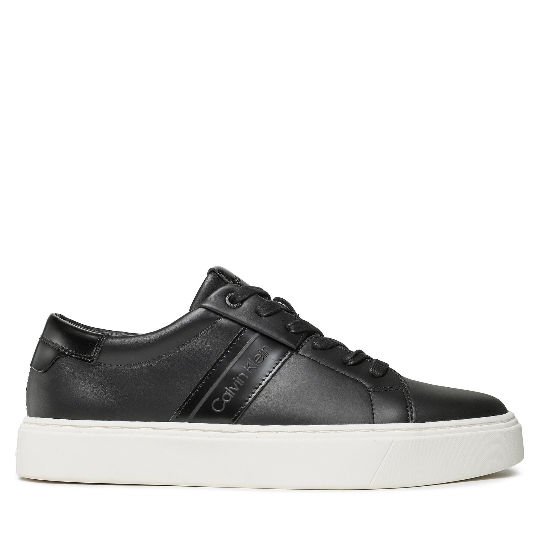 Calvin Klein Sneakers Low Top Lace Up Lth HM0HM01055 Negru - Pled.ro