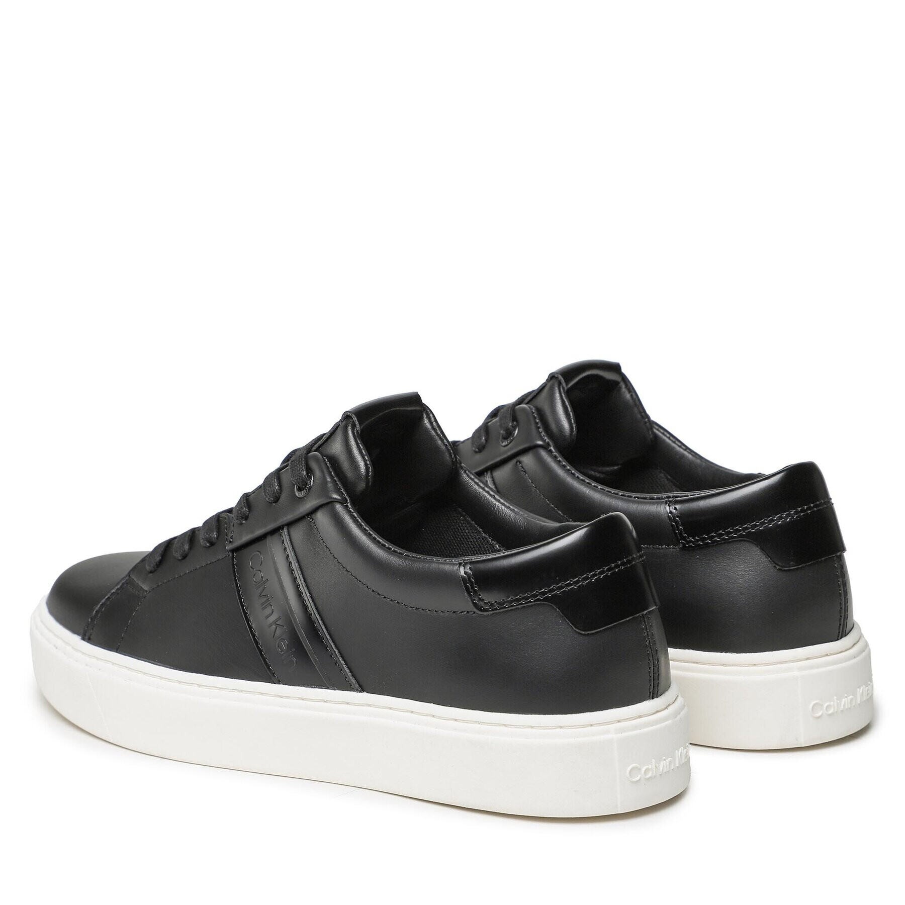 Calvin Klein Sneakers Low Top Lace Up Lth HM0HM01055 Negru - Pled.ro