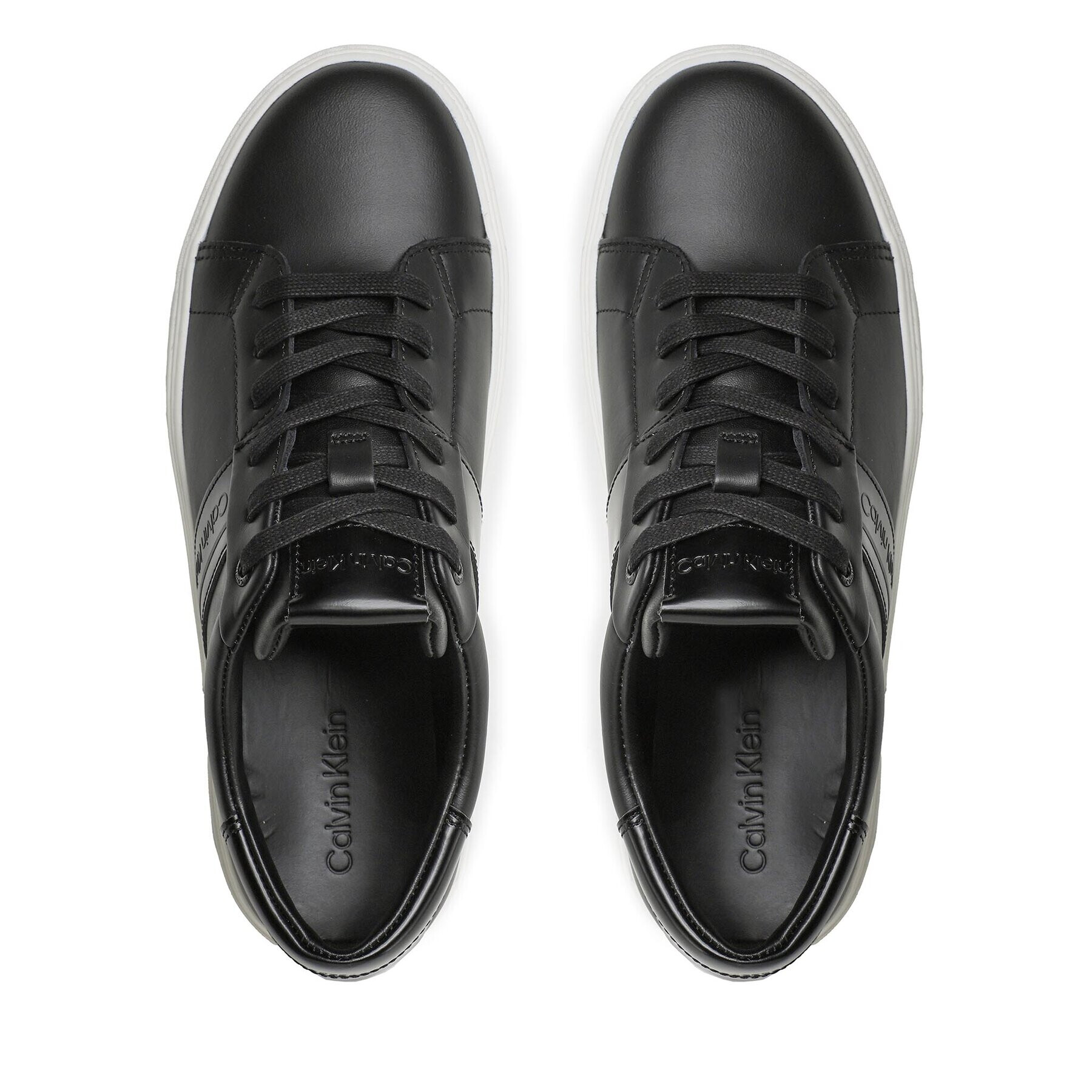 Calvin Klein Sneakers Low Top Lace Up Lth HM0HM01055 Negru - Pled.ro