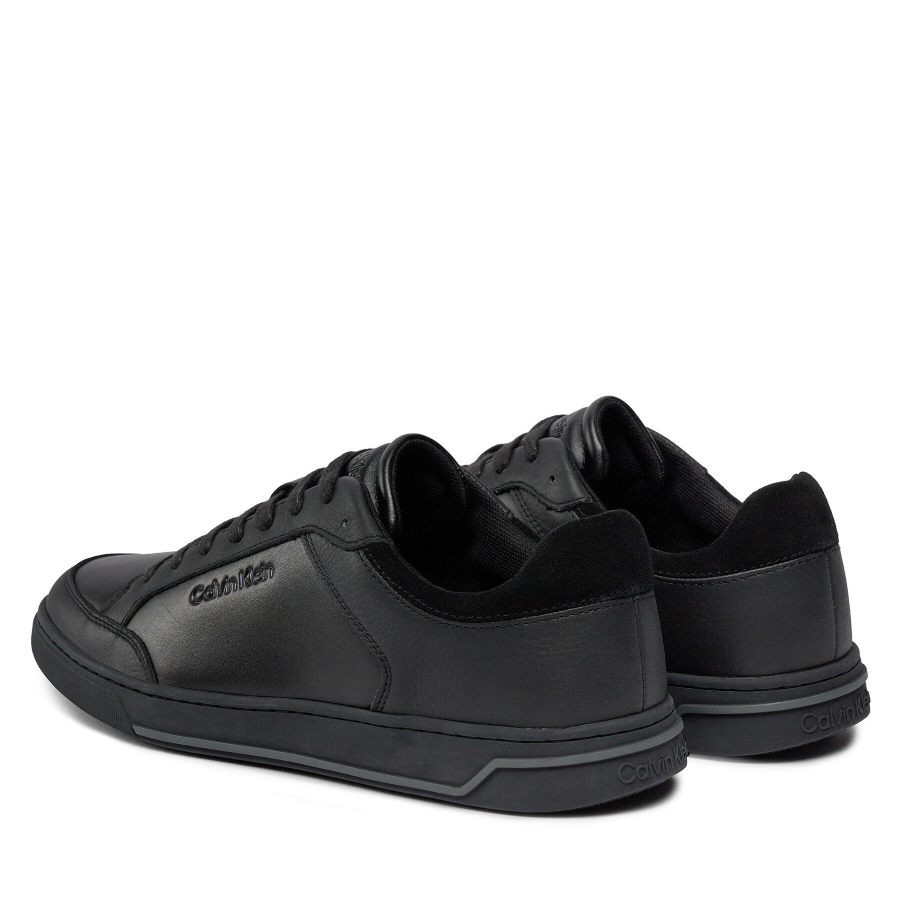 Calvin Klein Sneakers Low Top Lace Up Lth HM0HM01455 Negru - Pled.ro