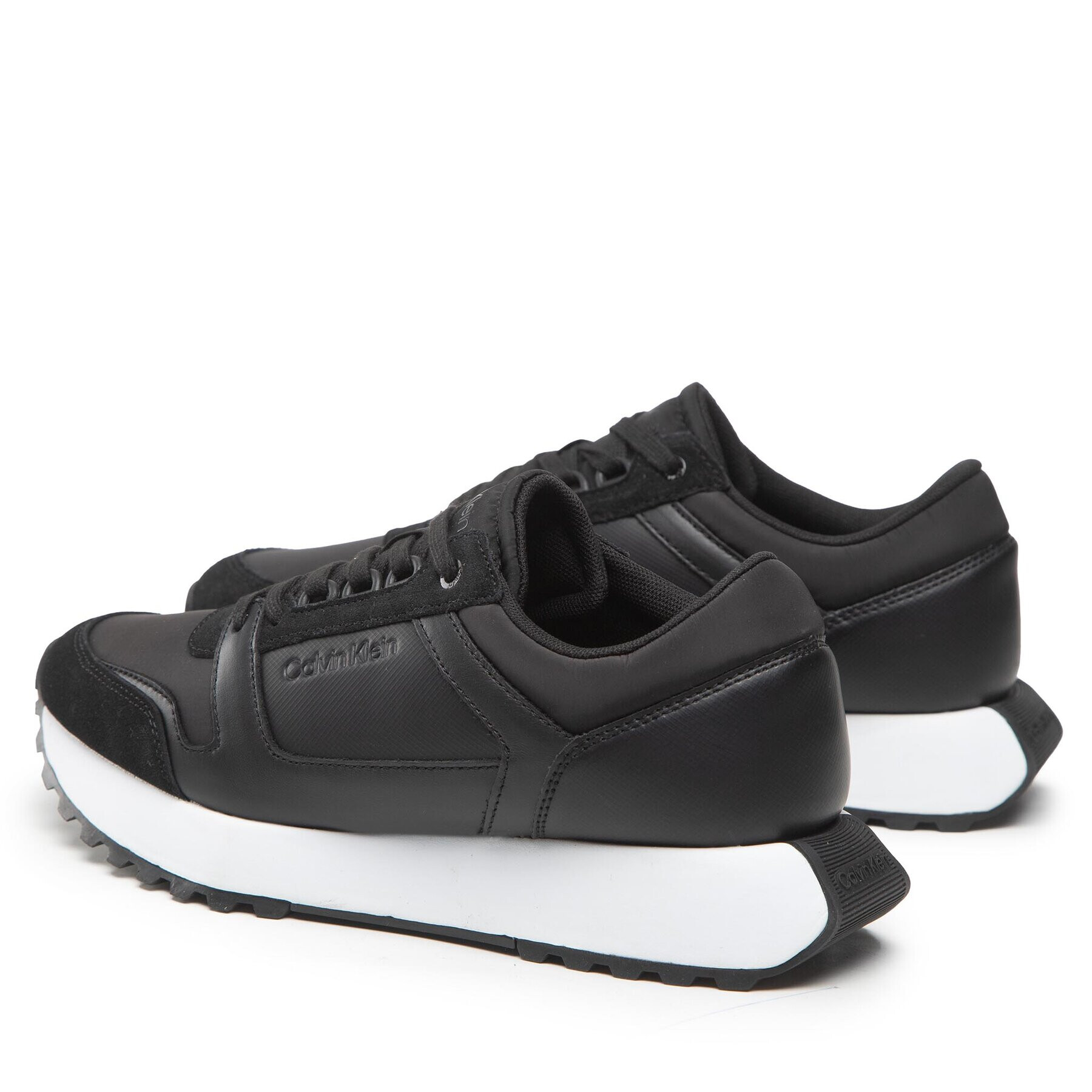 Calvin Klein Sneakers Low Top Lace Up Mix HM0HM00853 Negru - Pled.ro