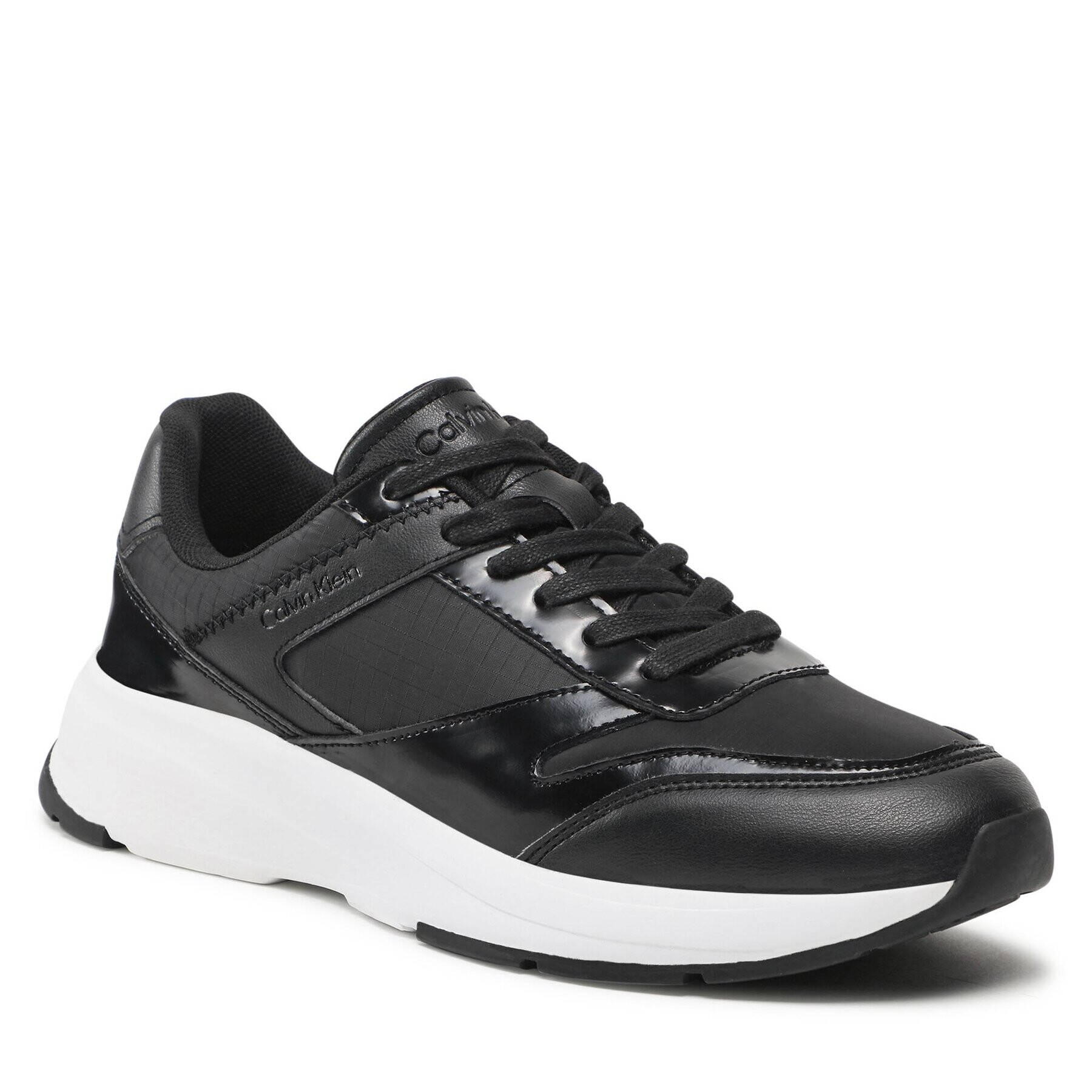 Calvin Klein Sneakers Low Top Lace Up Mix HM0HM00901 Negru - Pled.ro