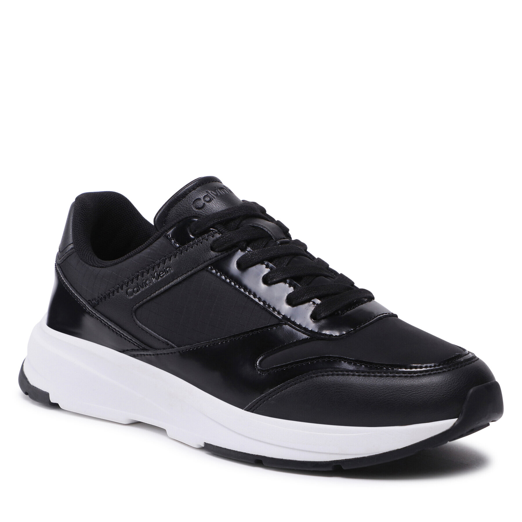 Calvin Klein Sneakers Low Top Lace Up Mix HM0HM00901 Negru - Pled.ro