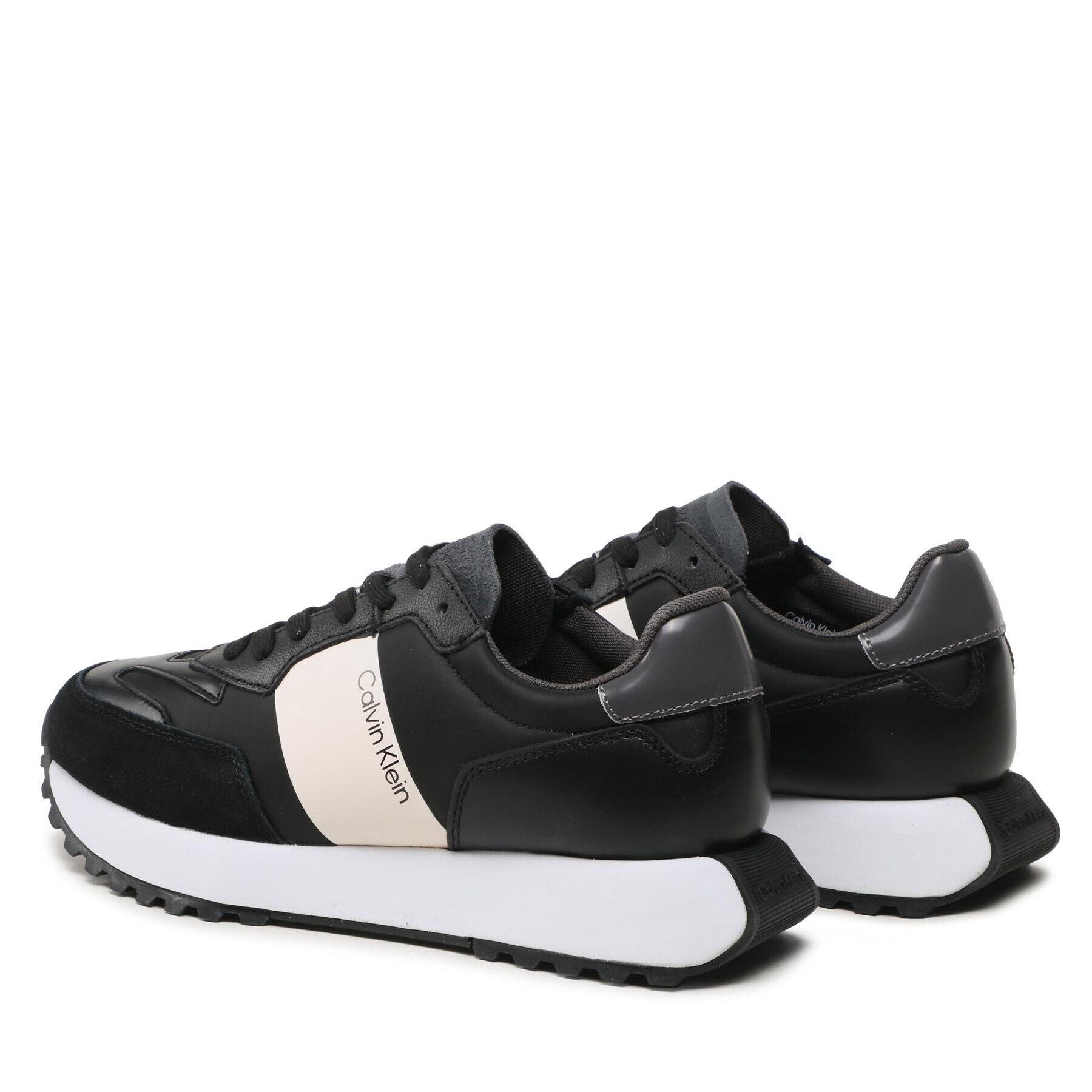 Calvin Klein Sneakers Low Top Lace Up Mix New HM0HM01238 Negru - Pled.ro