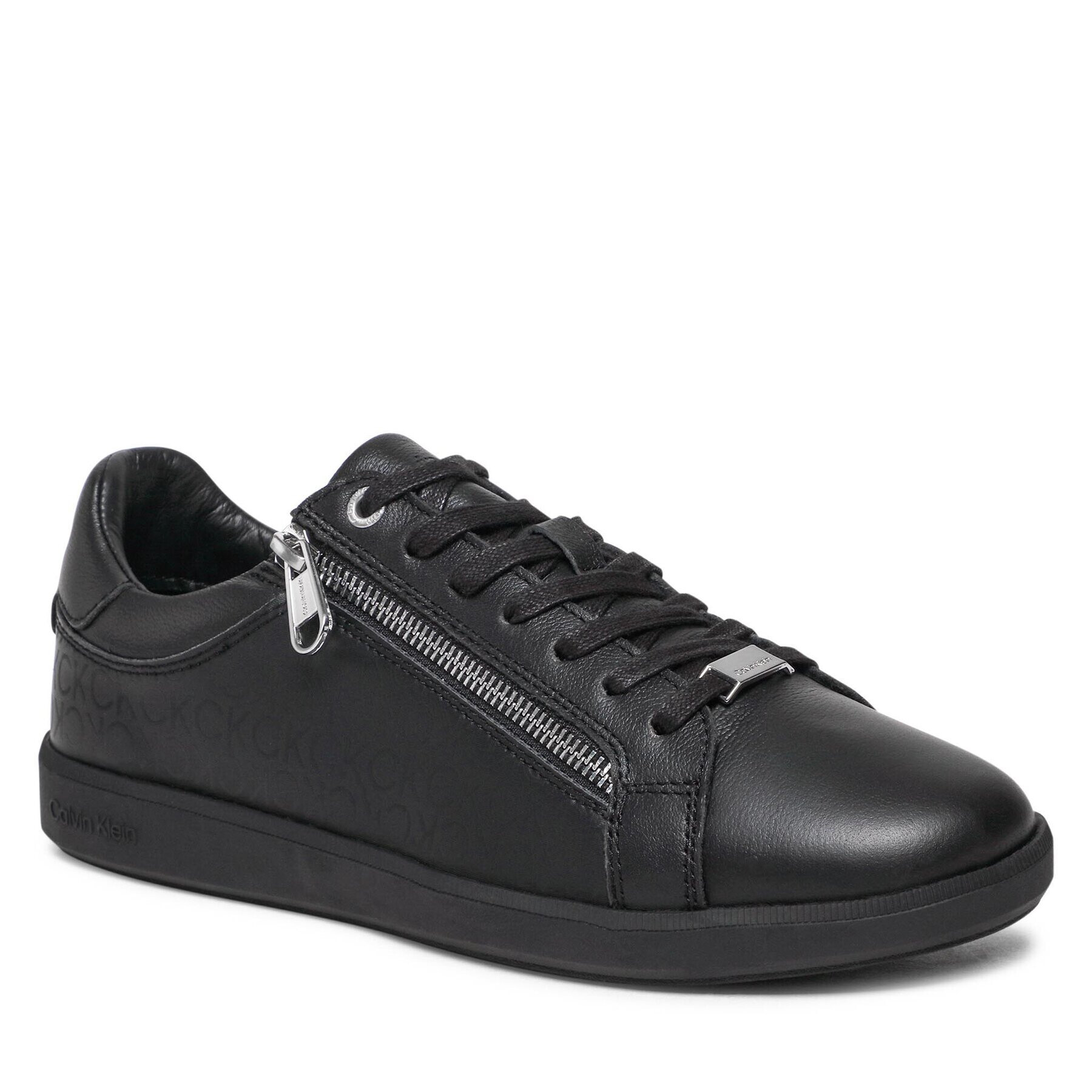 Calvin Klein Sneakers Low Top Lace Up W/Zip Mono HM0HM00876 Negru - Pled.ro