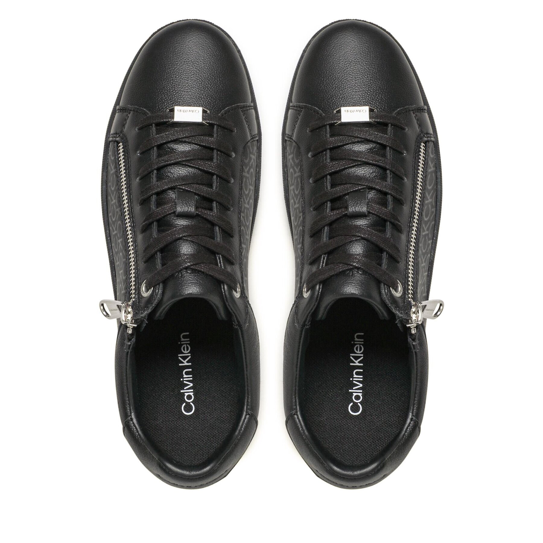 Calvin Klein Sneakers Low Top Lace Up W/Zip Mono HM0HM00876 Negru - Pled.ro