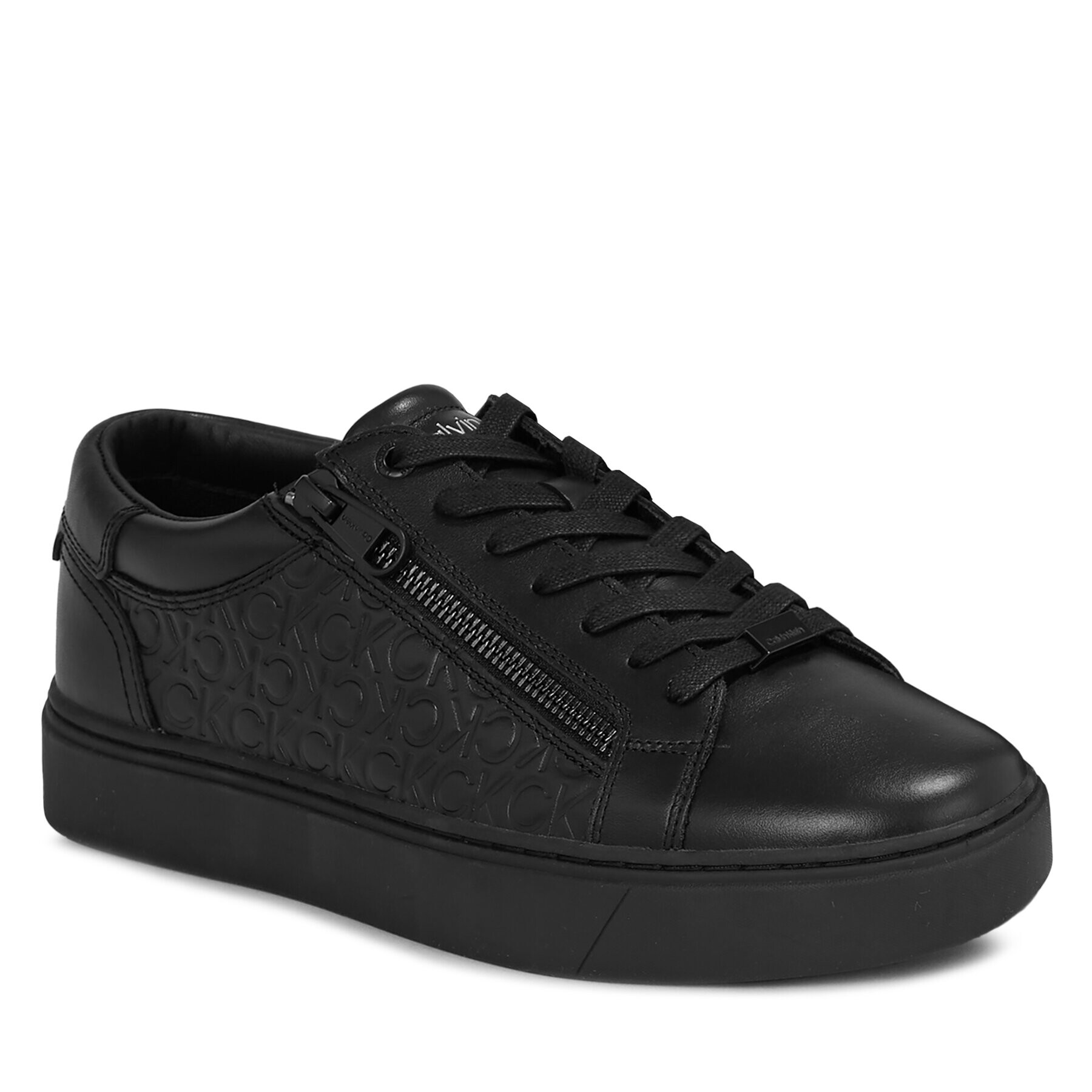 Calvin Klein Sneakers Low Top Lace Up W/Zip Mono HM0HM01188 Negru - Pled.ro