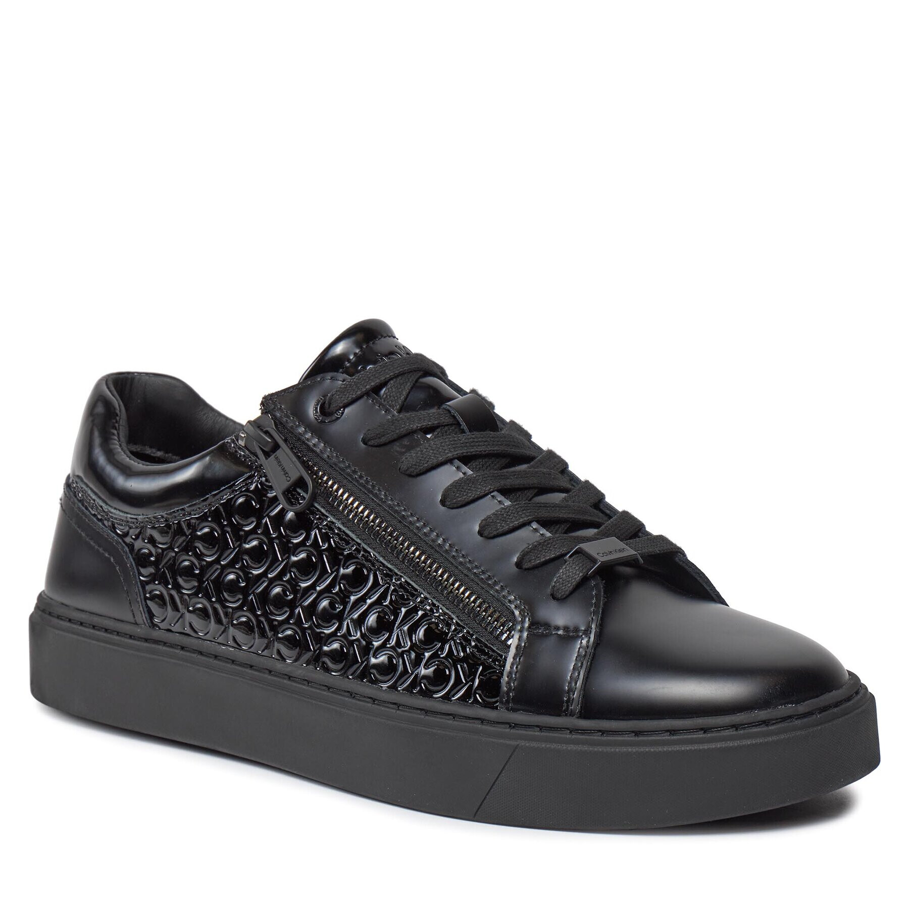 Calvin Klein Sneakers Low Top Lace Up W/Zip Mono HM0HM01277 Negru - Pled.ro