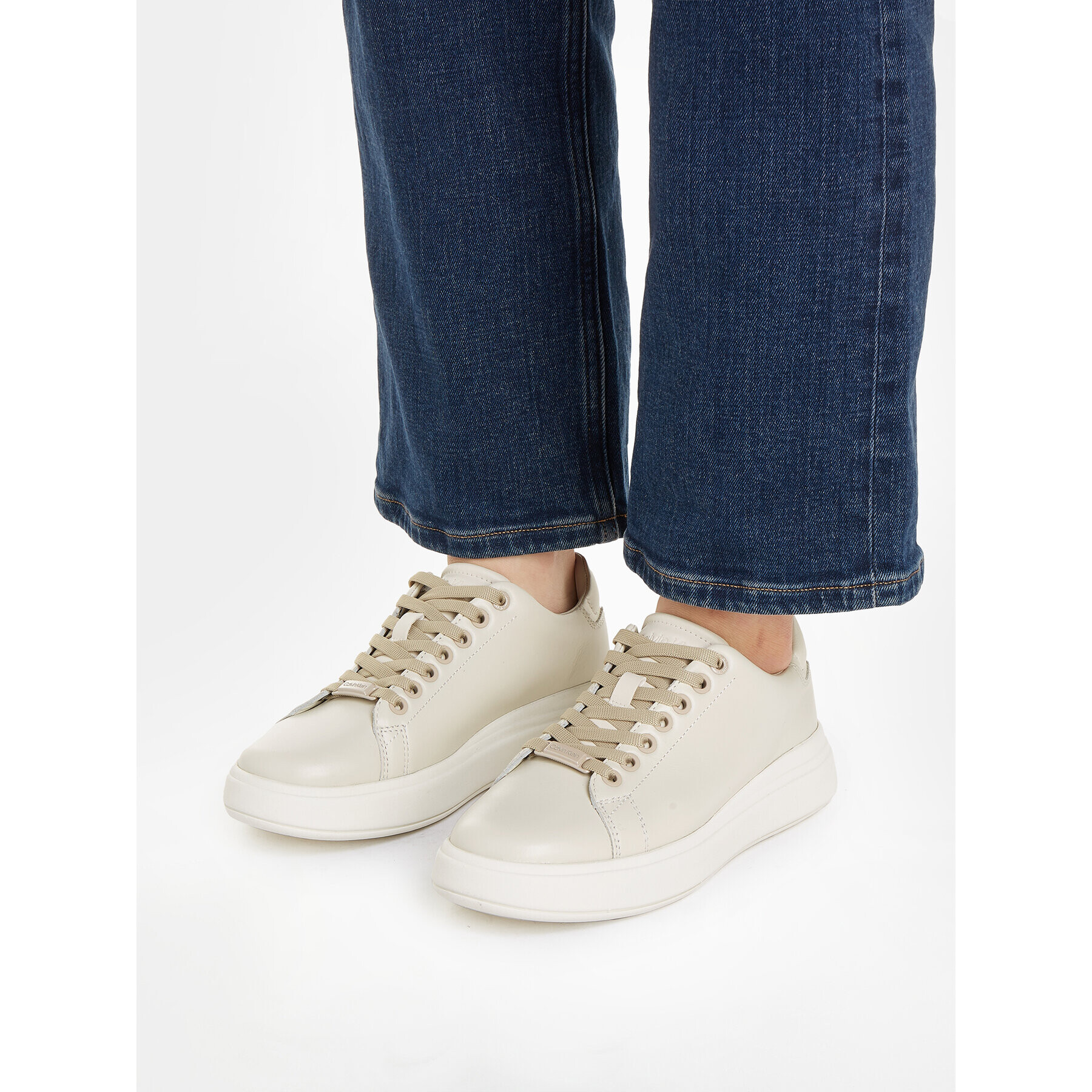 Calvin Klein Sneakers Raised Cupsole Lace Up HW0HW01668 Bej - Pled.ro