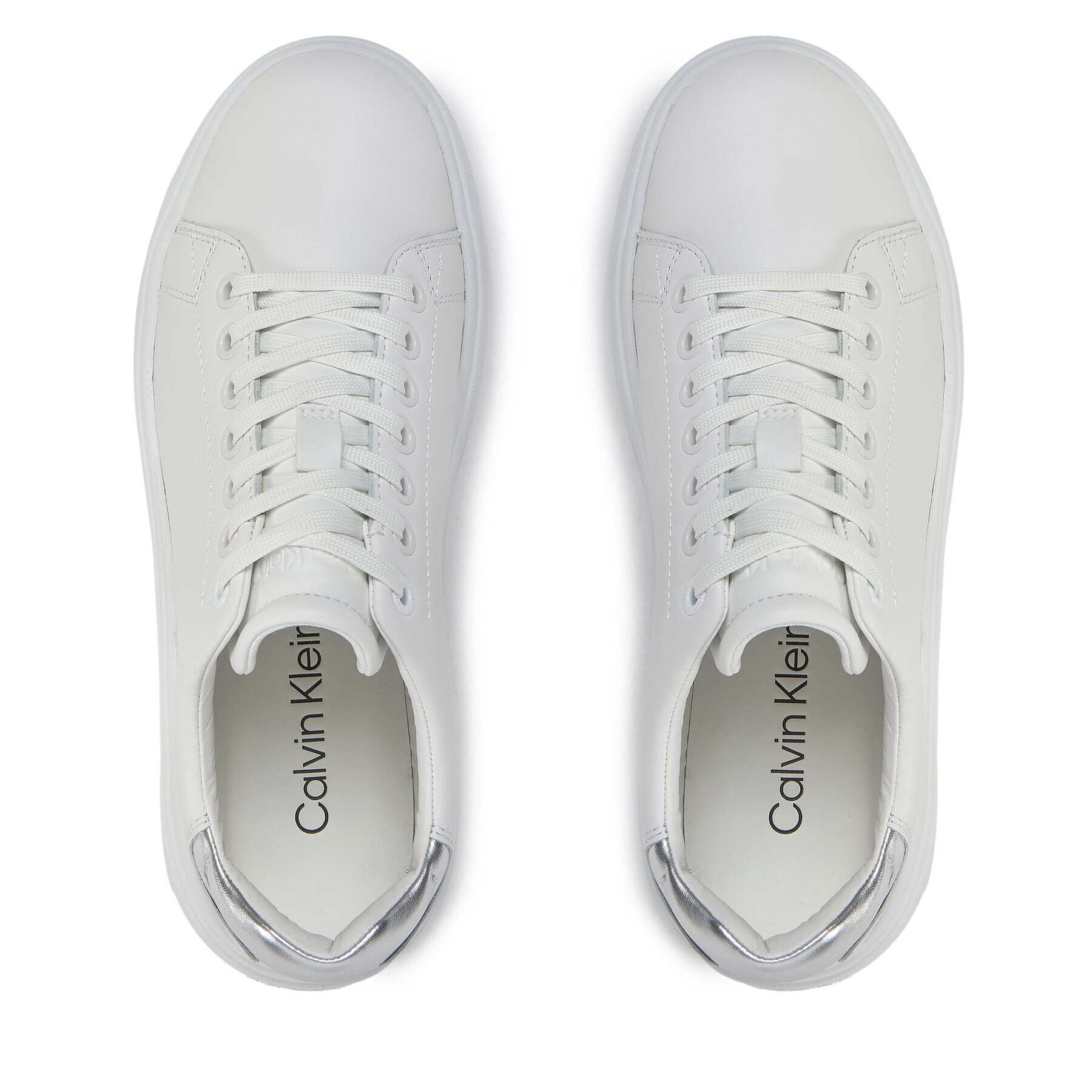 Calvin Klein Sneakers Raised Cupsole Lace Up Lth Bt HW0HW02005 Alb - Pled.ro