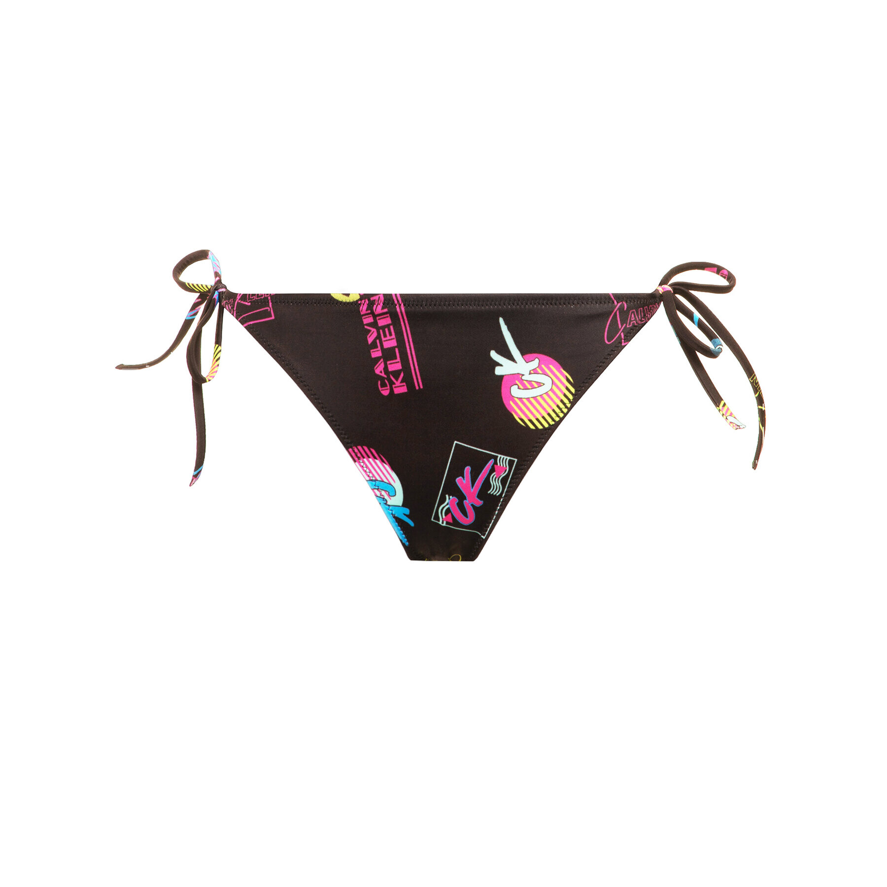 Calvin Klein Swimwear Bikini partea de jos Cheeky String Side Tie-Prt KW0KW01039 Negru - Pled.ro