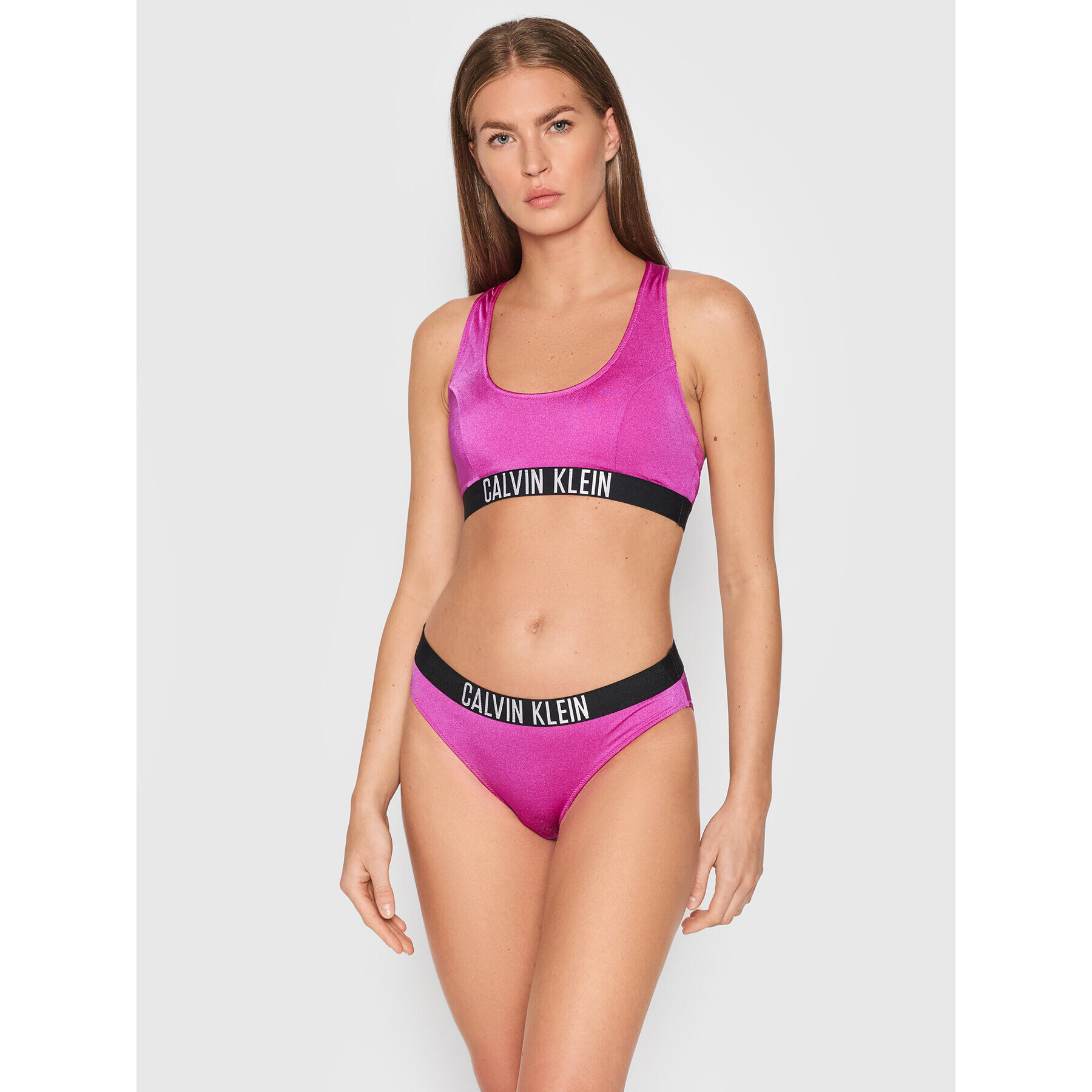 Calvin Klein Swimwear Bikini partea de jos KW0KW01463 Roz - Pled.ro