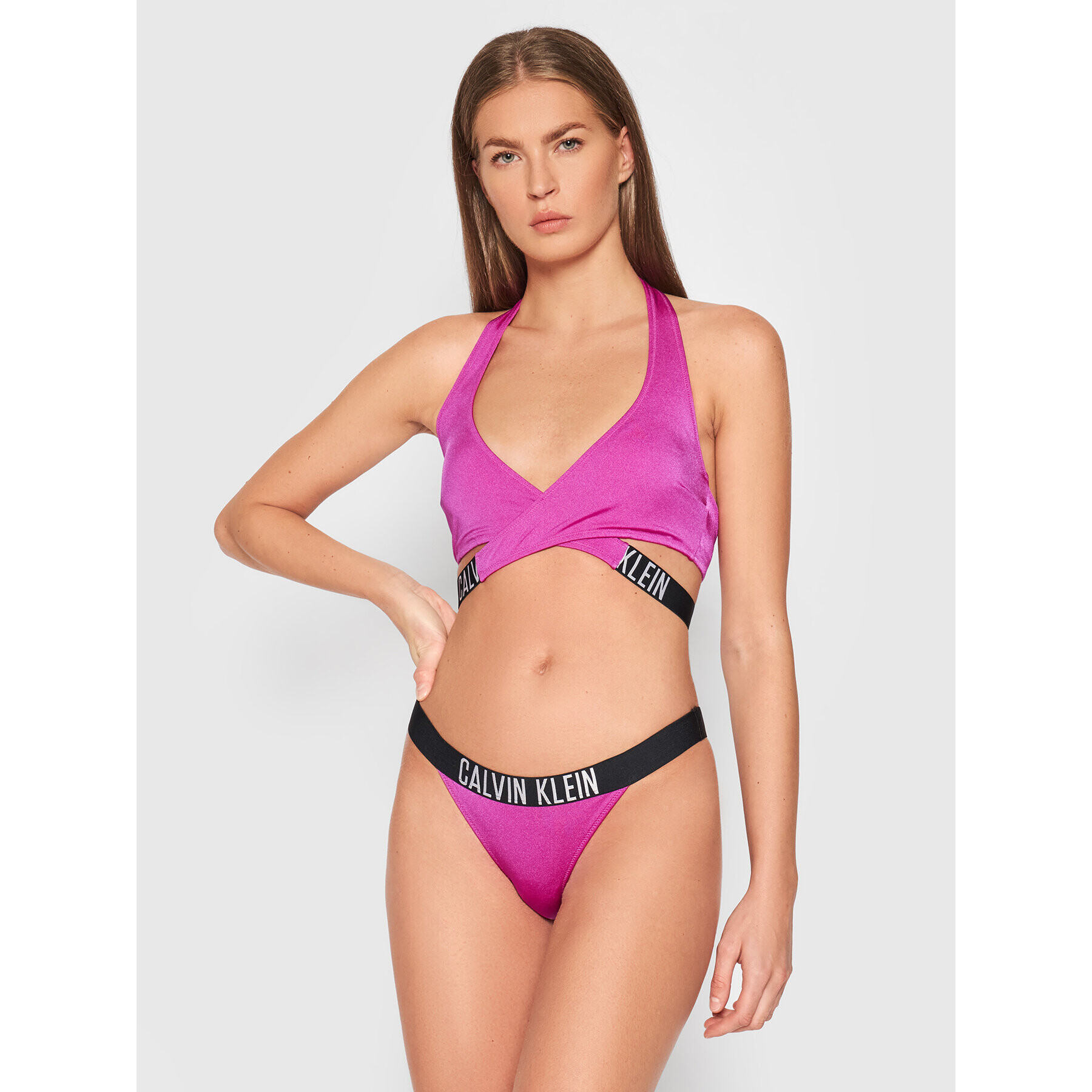 Calvin Klein Swimwear Bikini partea de jos KW0KW01465 Roz - Pled.ro