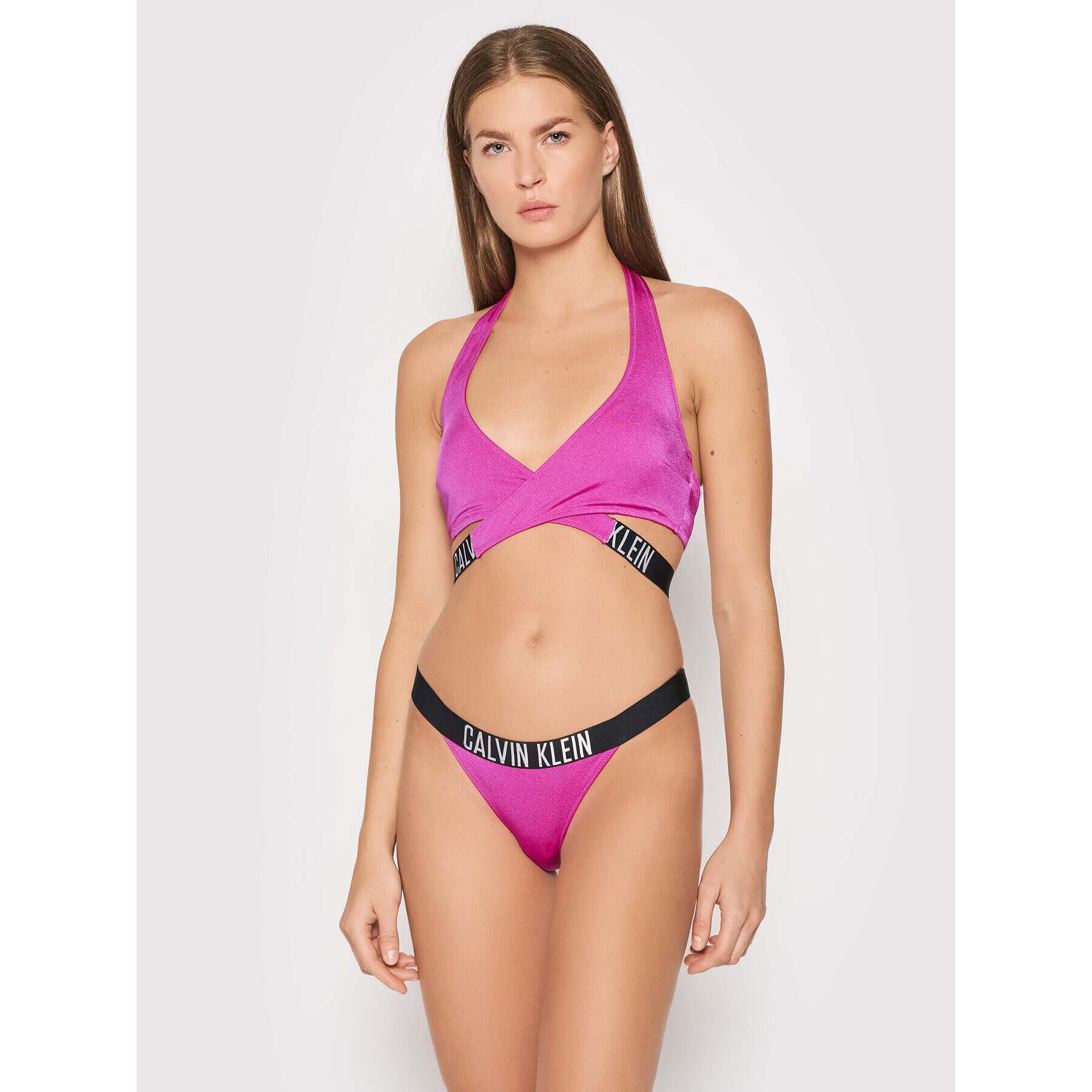 Calvin Klein Swimwear Bikini partea de sus KW0KW01460 Roz - Pled.ro