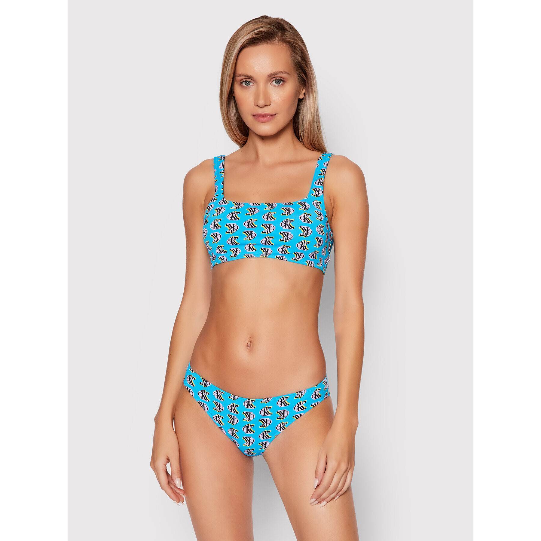 Calvin Klein Swimwear Bikini partea de sus Print KW0KW01420 Albastru - Pled.ro