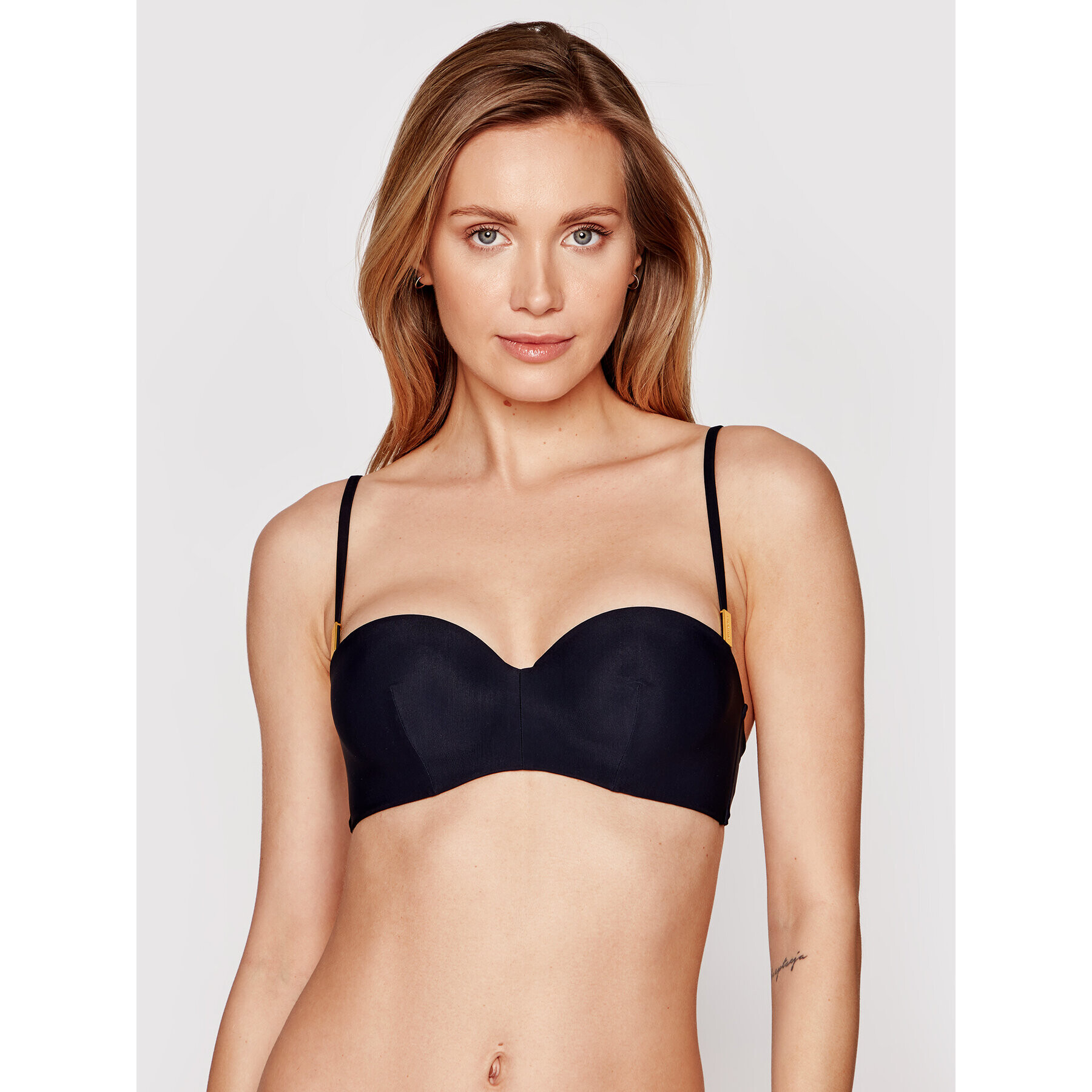 Calvin Klein Swimwear Bikini partea de sus Structured Bandeau KW0KW01389 Negru - Pled.ro