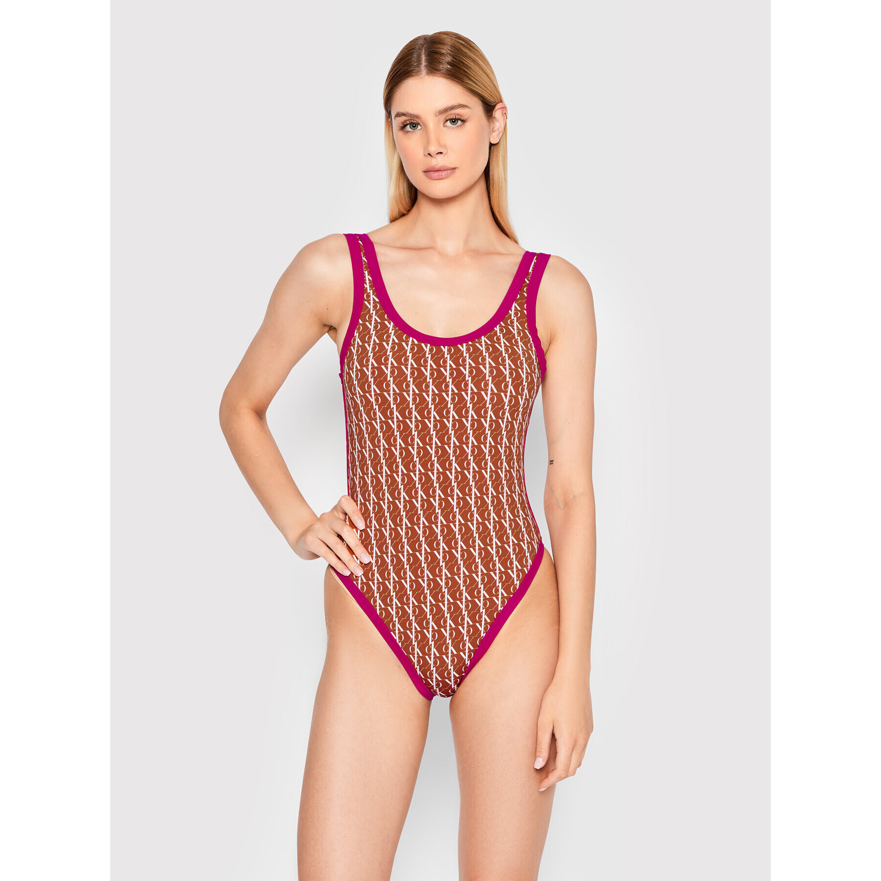 Calvin Klein Swimwear Costum de baie Scoop Back KW0KW01643 Colorat - Pled.ro