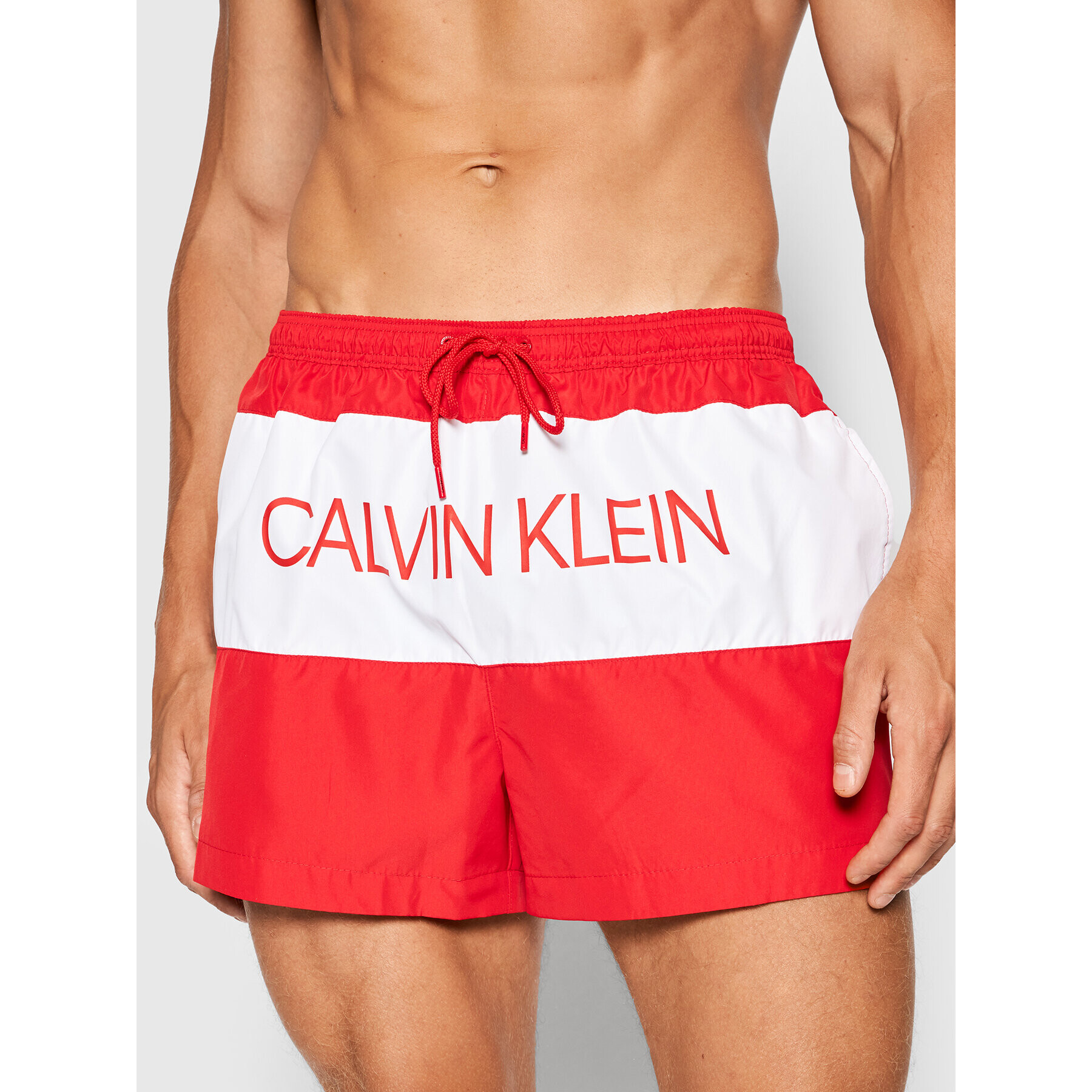 Calvin Klein Swimwear Pantaloni scurți pentru înot Drawstring KM0KM00553 Roșu Regular Fit - Pled.ro