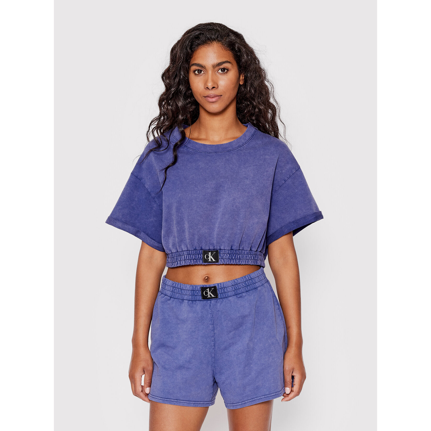 Calvin Klein Swimwear Tricou KW0KW01780 Violet Cropped Fit - Pled.ro