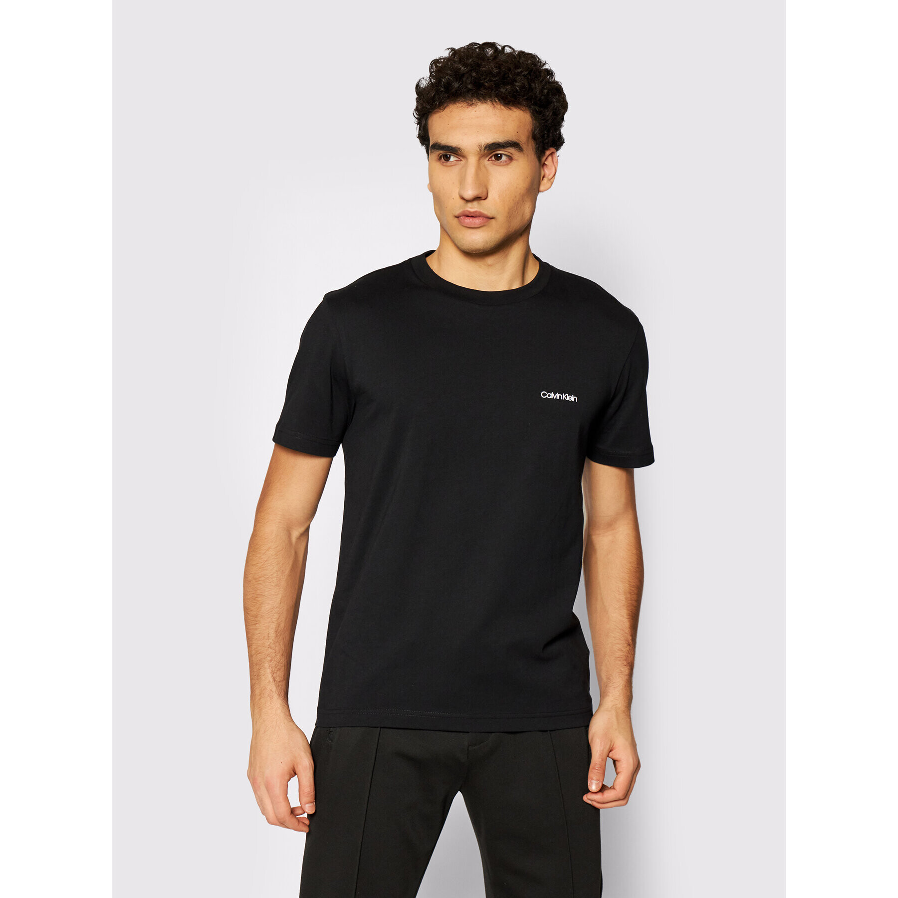 Calvin Klein Tricou Chest Logo K10K104062 Negru Regular Fit - Pled.ro