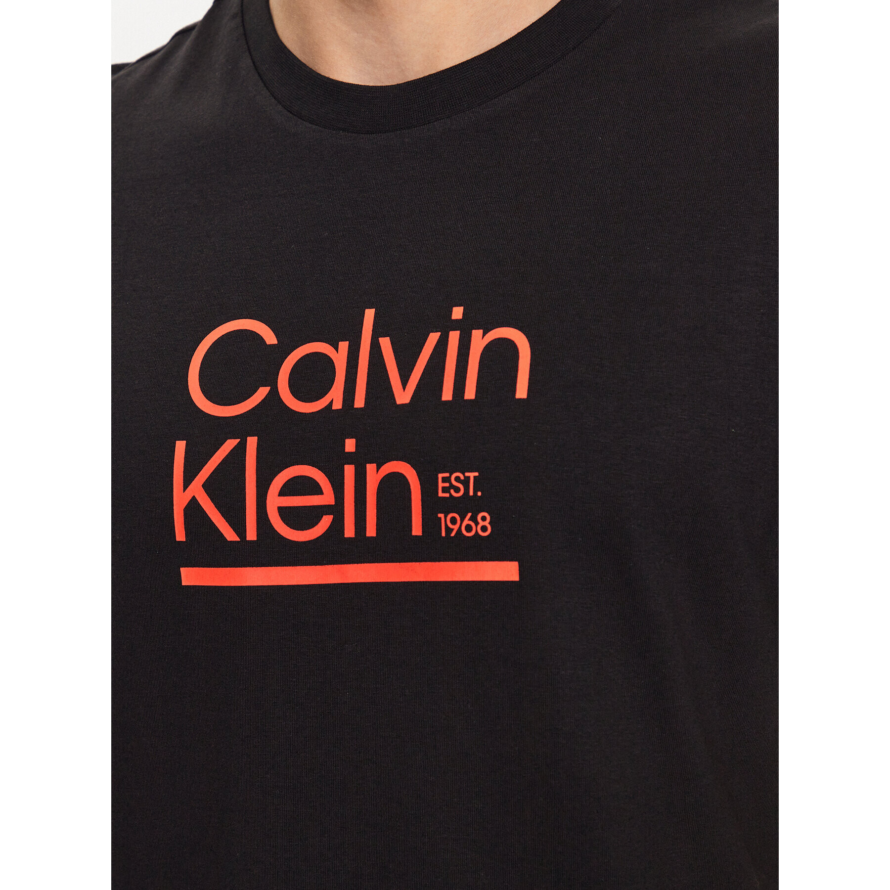 Calvin Klein Tricou Contrast Line Logo K10K111538 Negru Regular Fit - Pled.ro