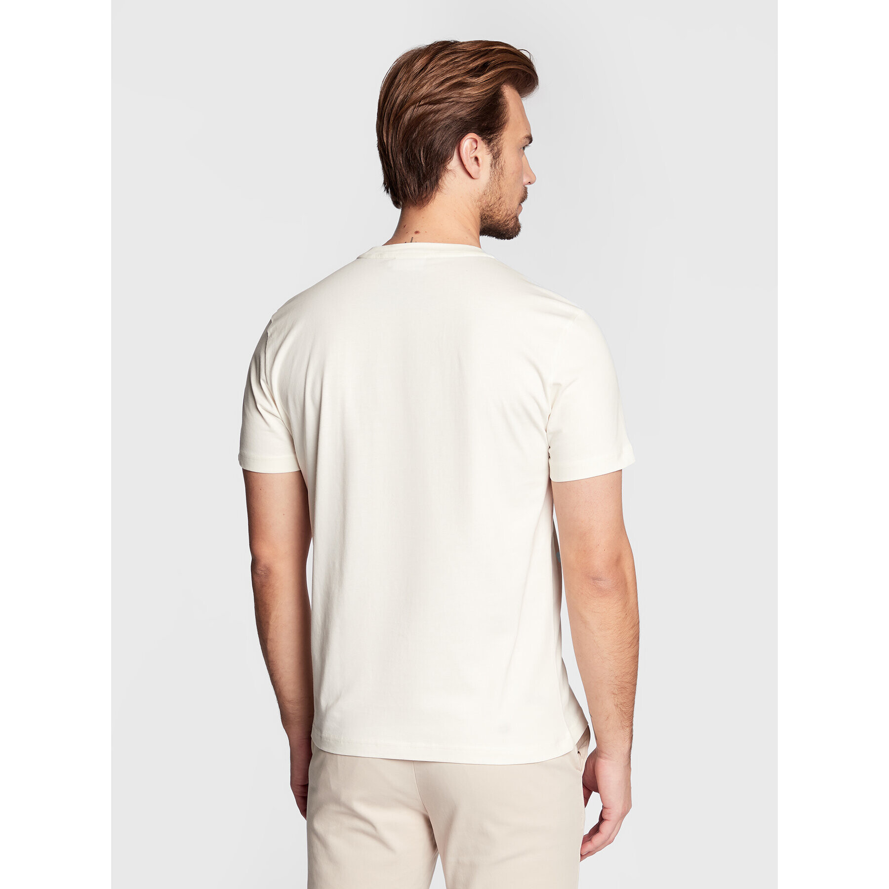 Calvin Klein Tricou Cotton Front K10K103078 Écru Regular Fit - Pled.ro