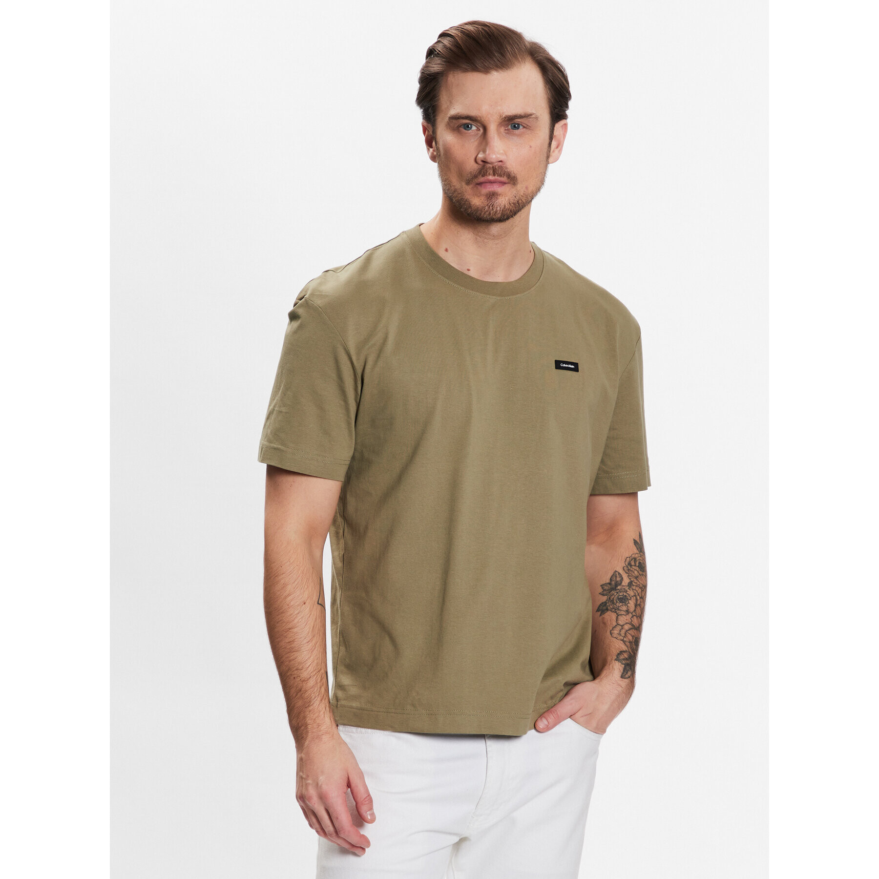 Calvin Klein Tricou Cotton K10K110669 Verde Relaxed Fit - Pled.ro