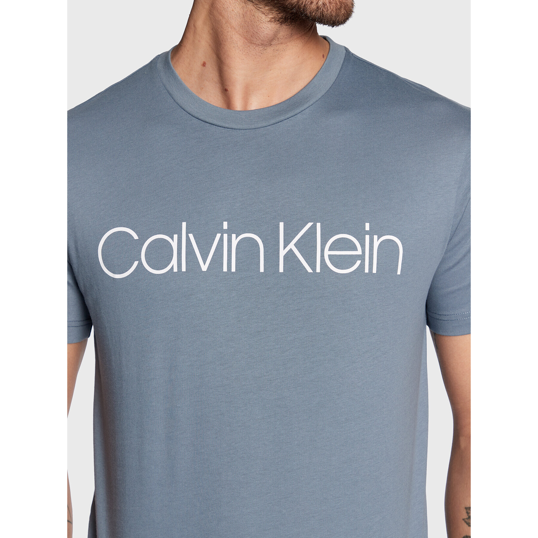 Calvin Klein Tricou Front Logo K10K103078 Albastru Regular Fit - Pled.ro