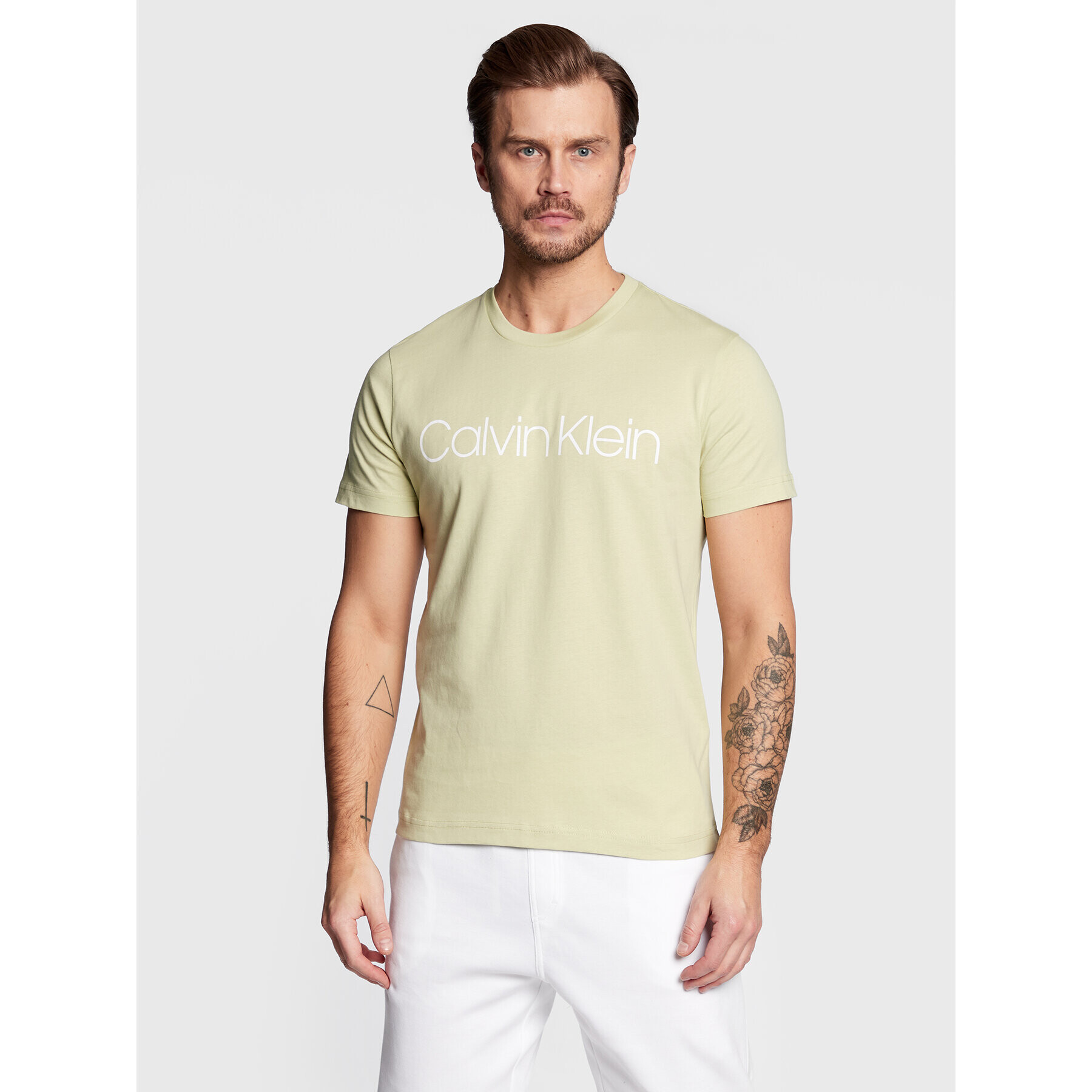 Calvin Klein Tricou Front Logo K10K103078 Verde Regular Fit - Pled.ro