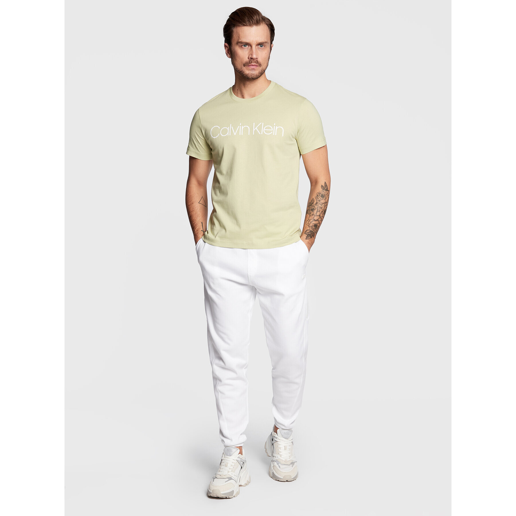 Calvin Klein Tricou Front Logo K10K103078 Verde Regular Fit - Pled.ro